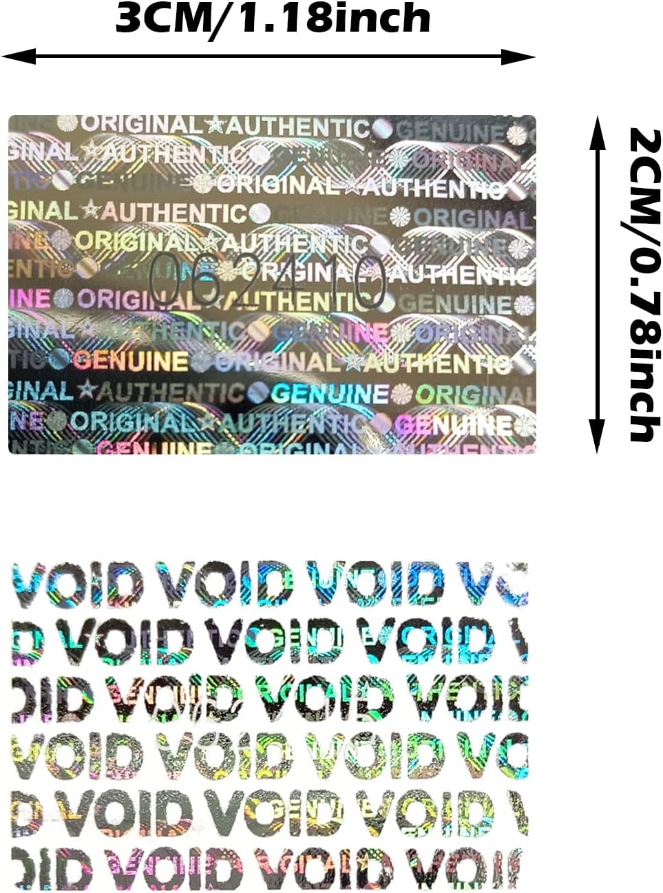 120Pcs Hologram Tamper Proof Stickers Security Tamper Evident Seal Warranty Void Original Genuine Authentic Holographic Labels/Stickers with Unique Serial Number(1.18X0.79 inch,Silver)