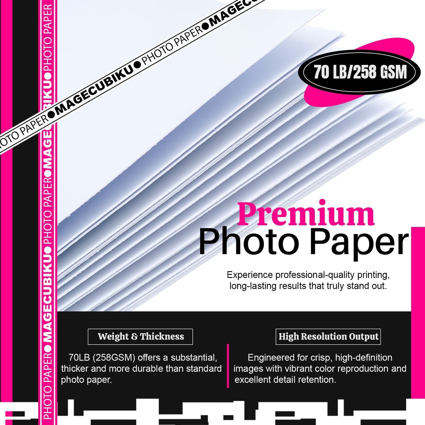 Glossy Photo Paper 5x7 Inches,200 Sheets 70 lb/258 gsm Premium Heavyweight Photographic Paper for Inkjet Printer Instant Dry Professional Postcard Picture Use Dye Ink