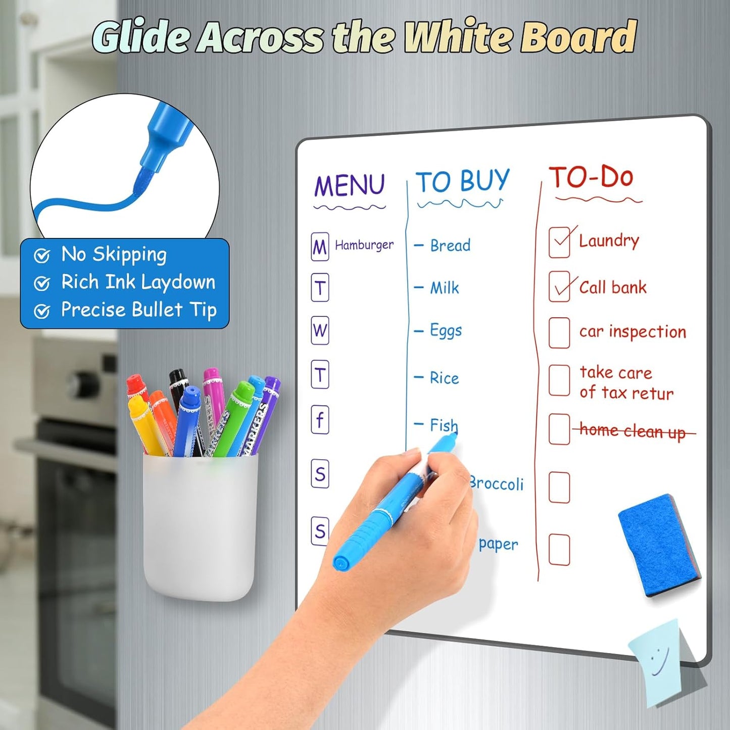 SUIN 9 Colors Dry Erase Markers - Low Odor, Non-Toxic, Slim Whiteboard markers, Medium Fine Tip Whiteboard Pens for Kids, Office, Classroom & Home, 9 Count