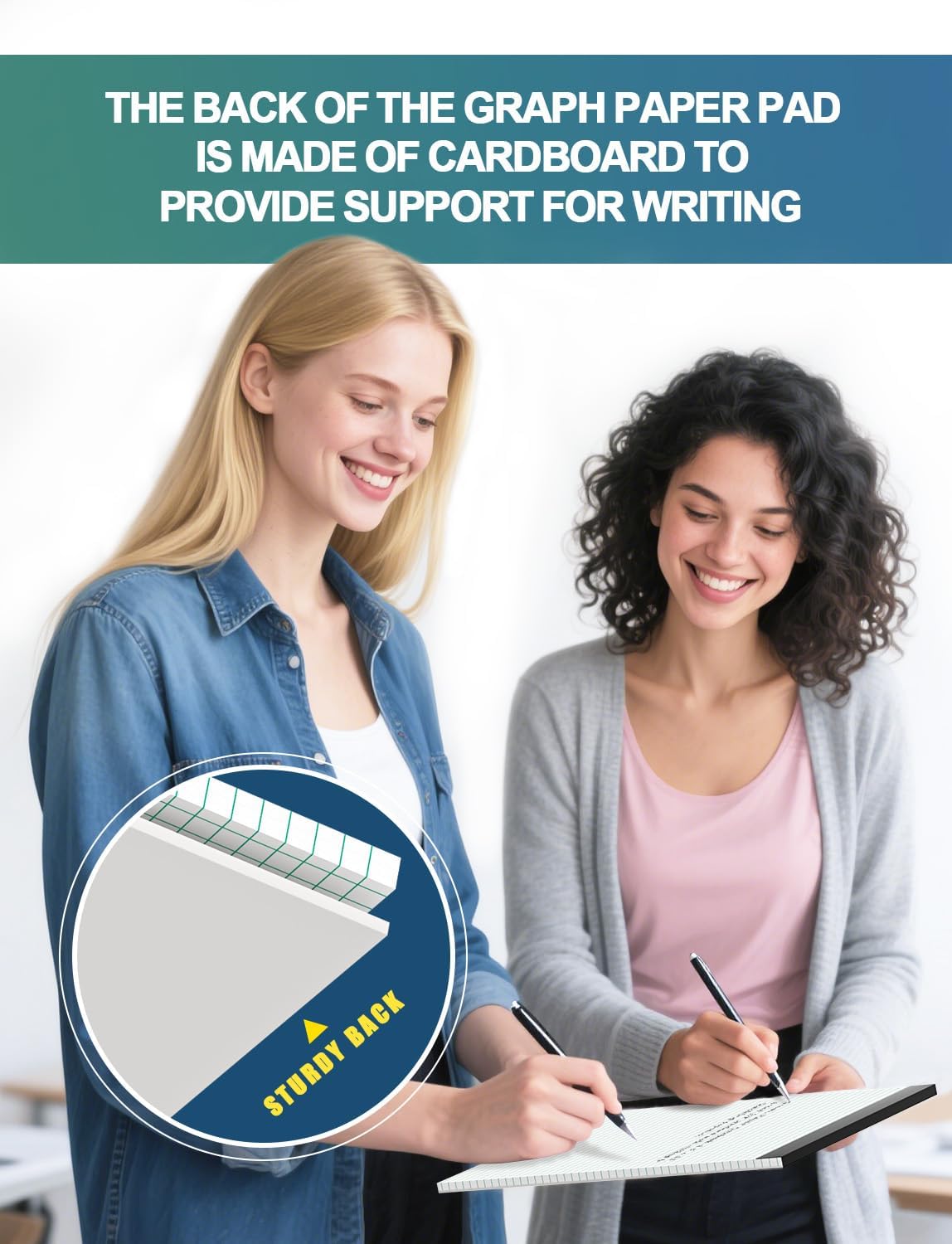 Graph Paper Pads 8.5 x 11, 4x4 Graph Ruled, 3 Pack 1/4 Graph Paper Notebooks, Grid Paper Pad Notebook 8-1/2" x 11" Graphing Paper, Perforated Quadrille Pad, 70GSM White Graft Paper Pads, 30 Sheets/Pad