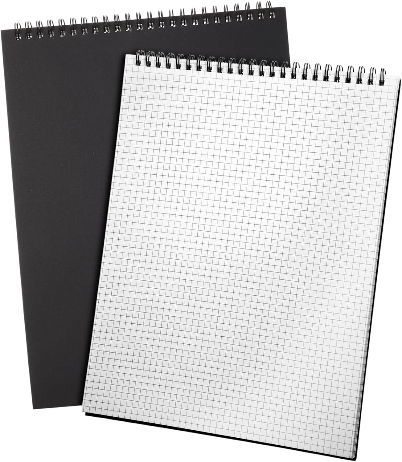 2 Pack Top Spiral Graph Paper Notebooks 8.7 X11.4 Inch A4 Grid Paper Notepad 70 Sheet Memo Steno Pad for Engineering Writing Sketching Drawing School Office Supplies (Black)