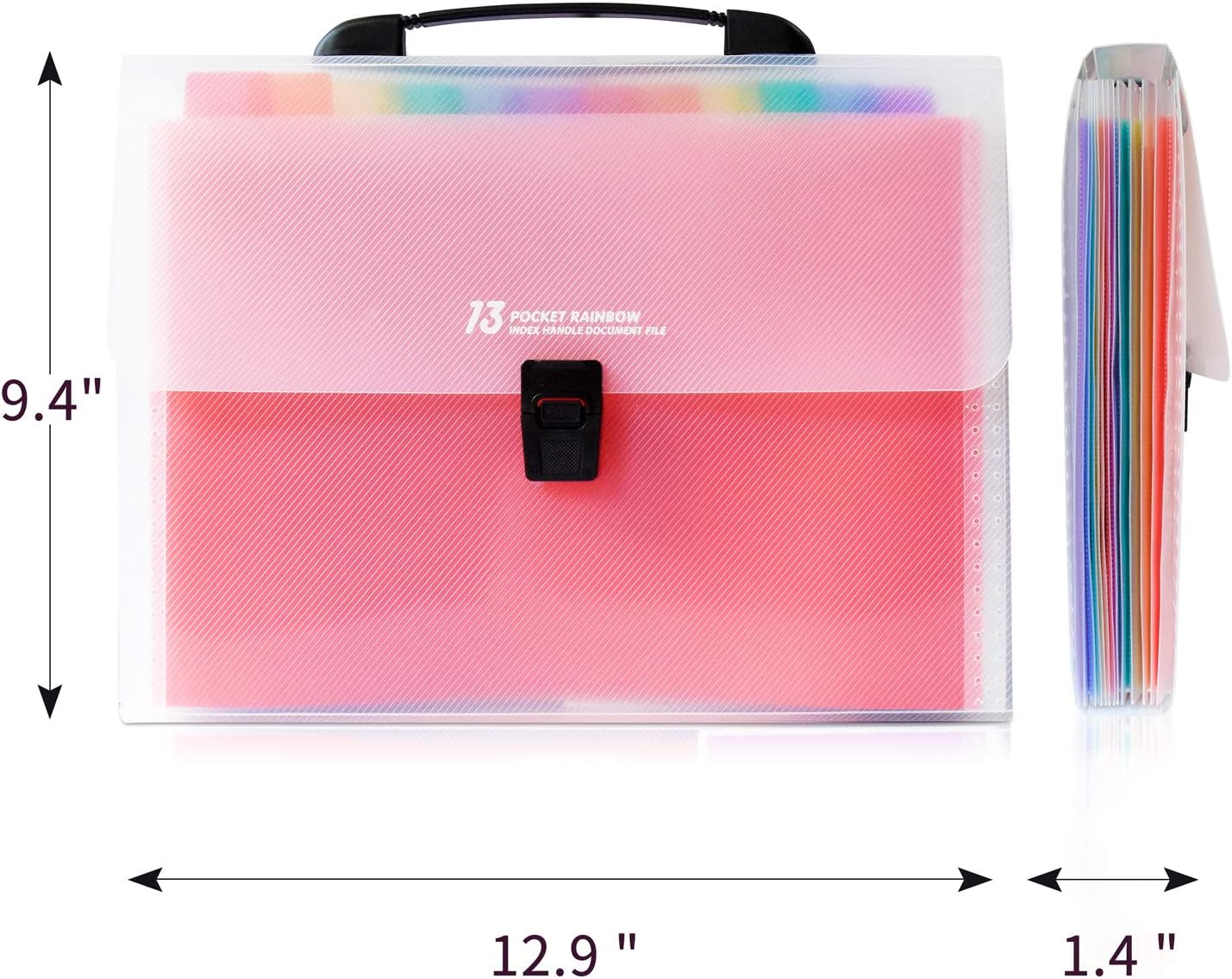 13 Pocket Portable Expanding File Folders, Accordion File Document Organizer with dividers for Any Paper and Document - Rainbow