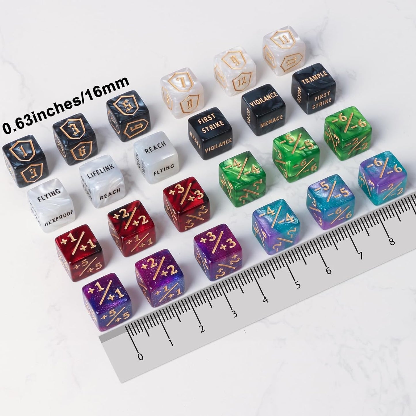 100 Pieces MTG Dice Counters Set Bulk Ability Keyword Tokens Shield Life Counters 6 Sided Dice for Magic The Gathering TCG Card Gaming Accessories (Dice Set (A))