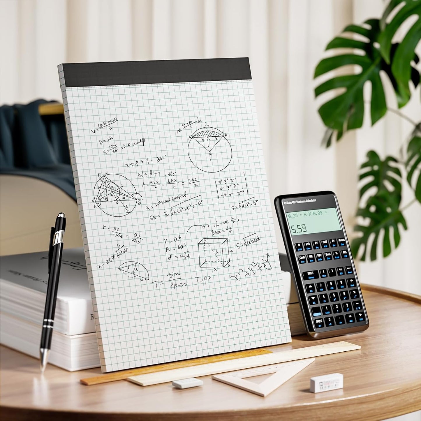 Graph Paper Notebook 8.5 x 11 Grid Paper Pad Quad Ruled, 2 Pack, 30 Sheets per Pad, White, 4x4 (4 Squares per inch), Easy-Tear Perforations, 8.5"x11" Quad Ruled Grid Paper Pad