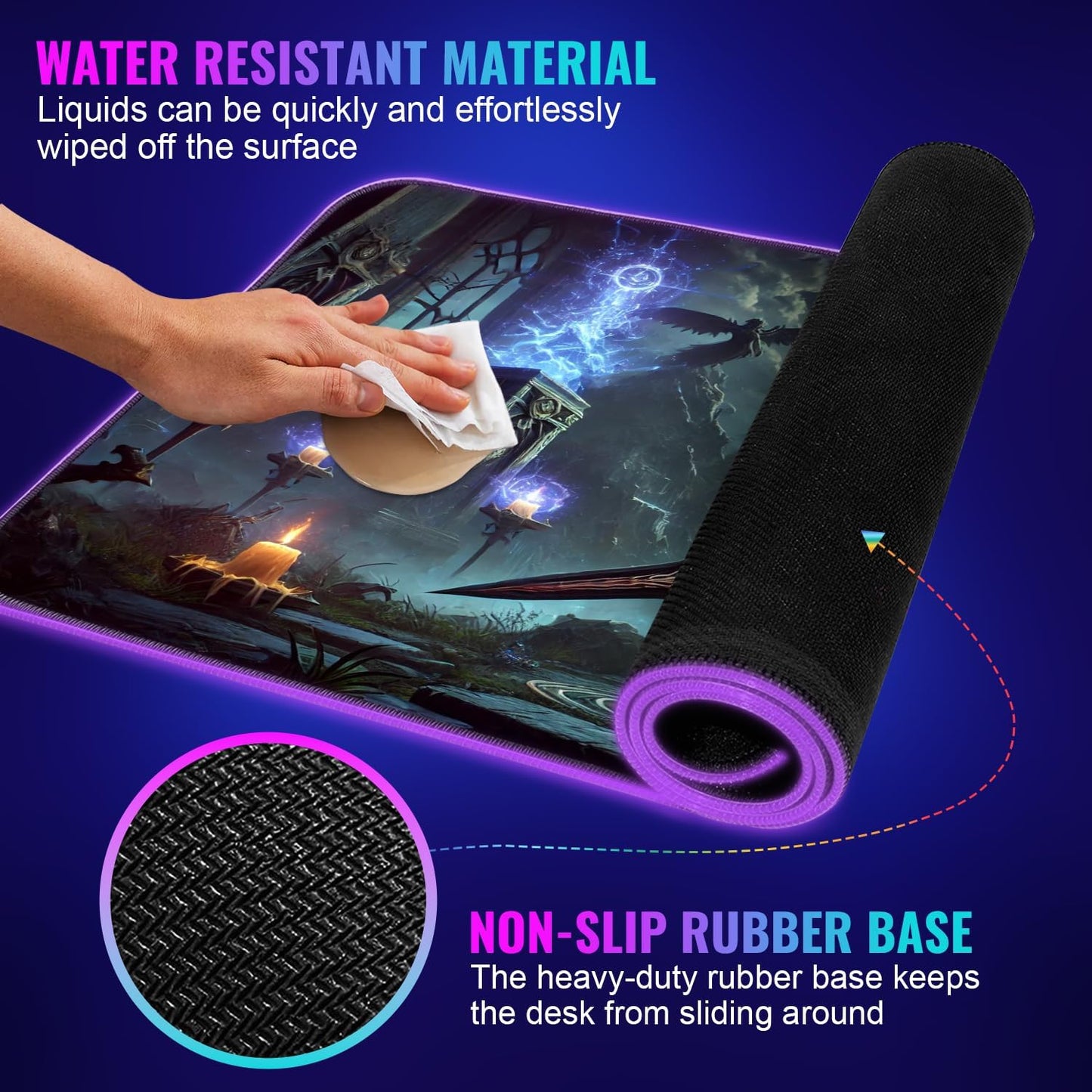 Gaming Mouse Pad - Desk Mat Gaming Mouse Pad , Medium Extra Large Extended Big Long Huge XL XXL and XXXL RGB LED Light Mousepad For a Computer , PC Mats Mousepads Frozen Warlord