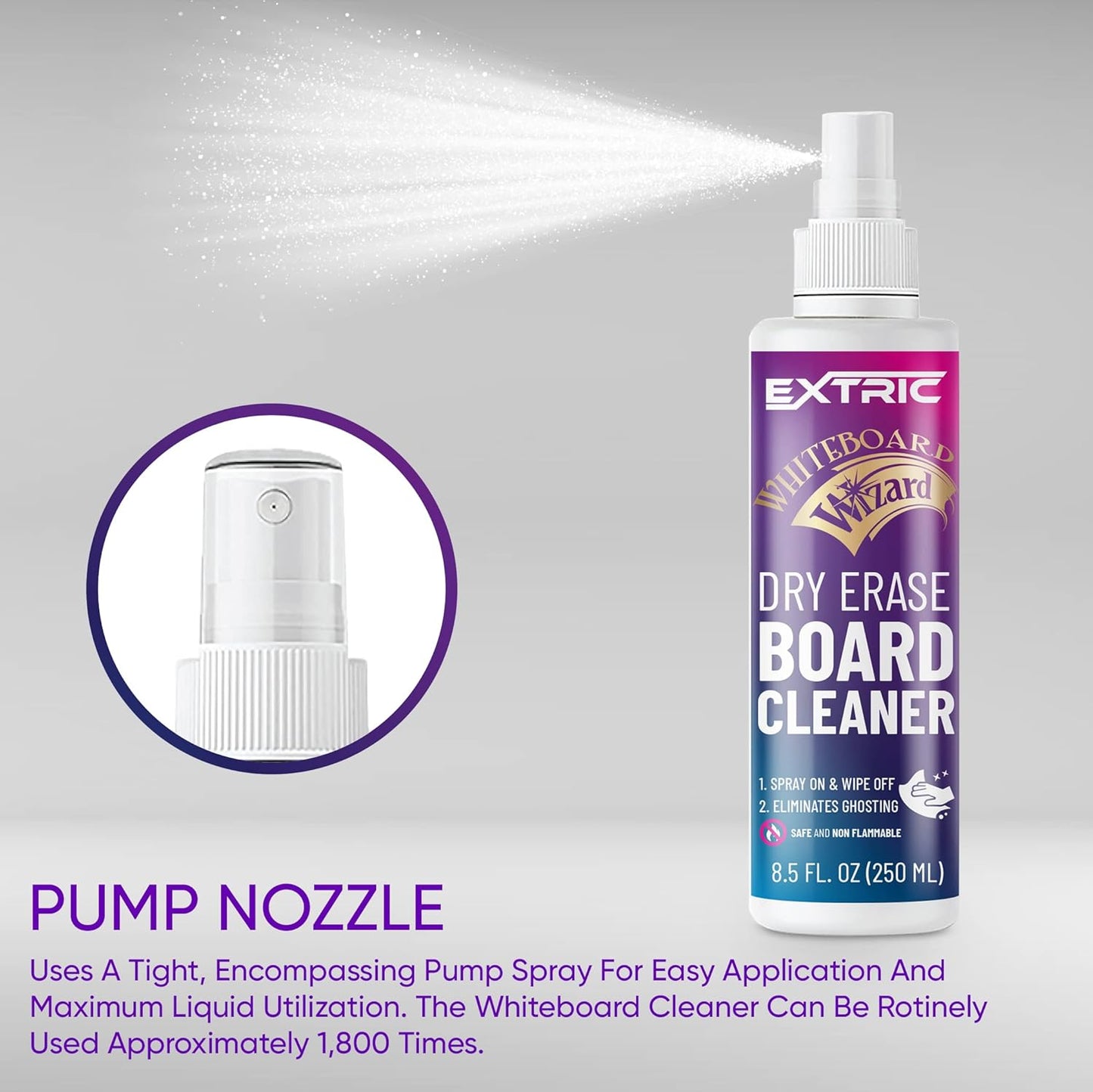 EXTRIC Whiteboard Cleaner 8.5 oz Dry Erase Board Cleaner, White Board Cleaning Spray 3 Pack Dry Erase Spray