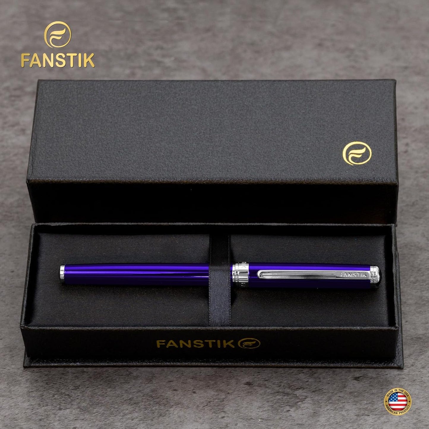 Customized Blue Luxury fountain pen (Made In USA) fancy gift set for women, Real 24K Gold Plating, Professional executive pen gift set for men (Lux Custom-fountain Blue)