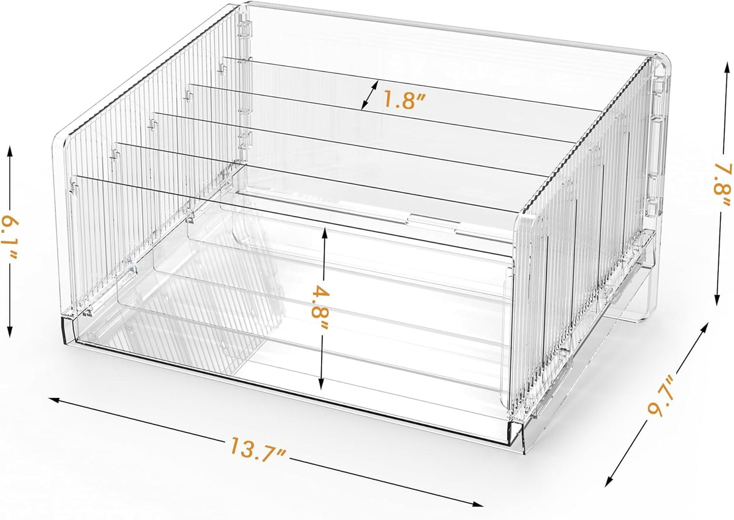 File Sorter Organizer, 5 Sections Acrylic Letter Tray for Desk, Mail Organizer Letter Holder for Envelopes, Mail, Electronics 2Pack 2PCS