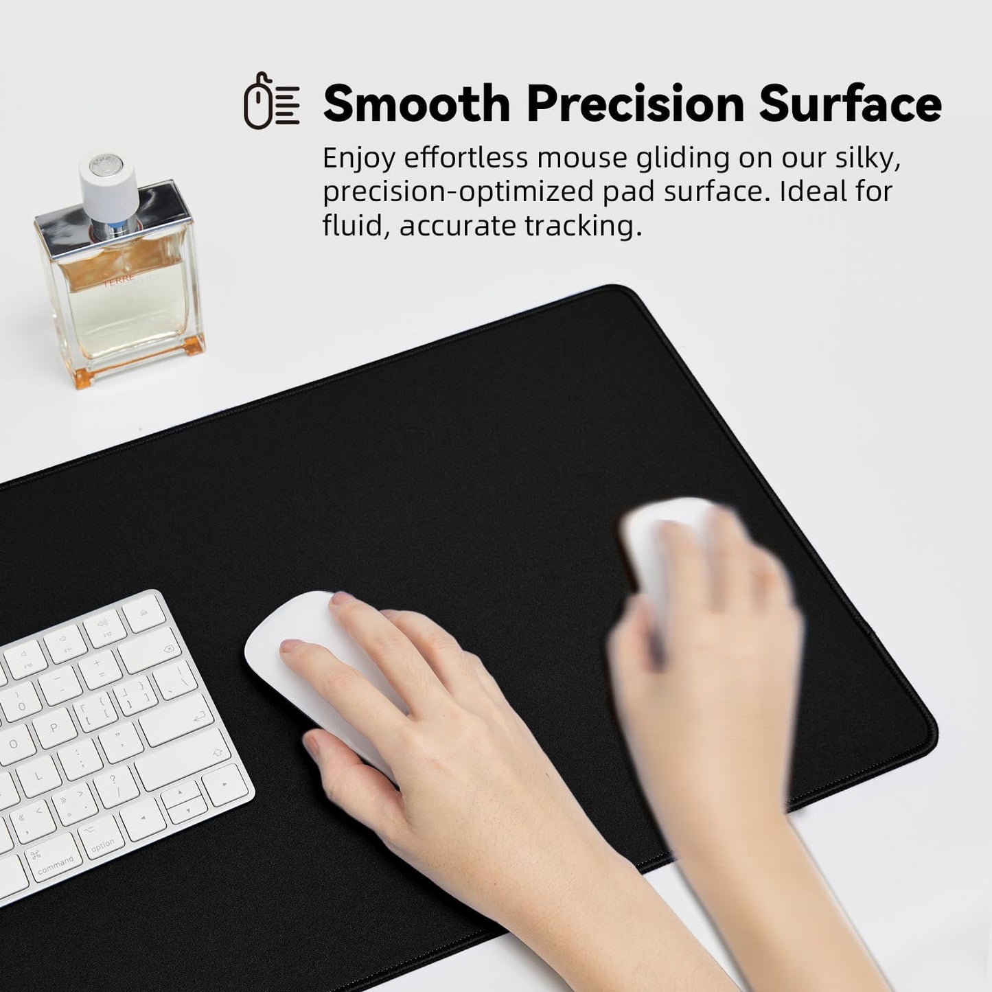 Large Gaming Mouse Pad with Durable Stitched Edges, Non-Slip Rubber Base, Big Computer Keyboard Mouse Mat Desk Pad for Home Office Gaming Work, 31.5"x11.8"x0.08", Black