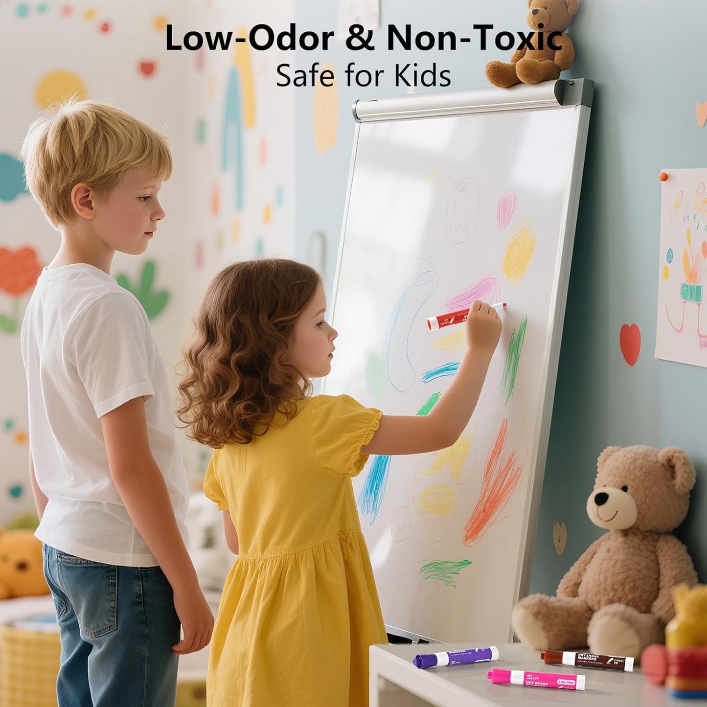 SUIN Dry-Erase-Markers, Chisel Tip - Whiteboard Markers, Low Odor Dry Erase Markers, Chisel Tip Markers, Whiteboard Marker, Assorted 12 Colors, 36 Count