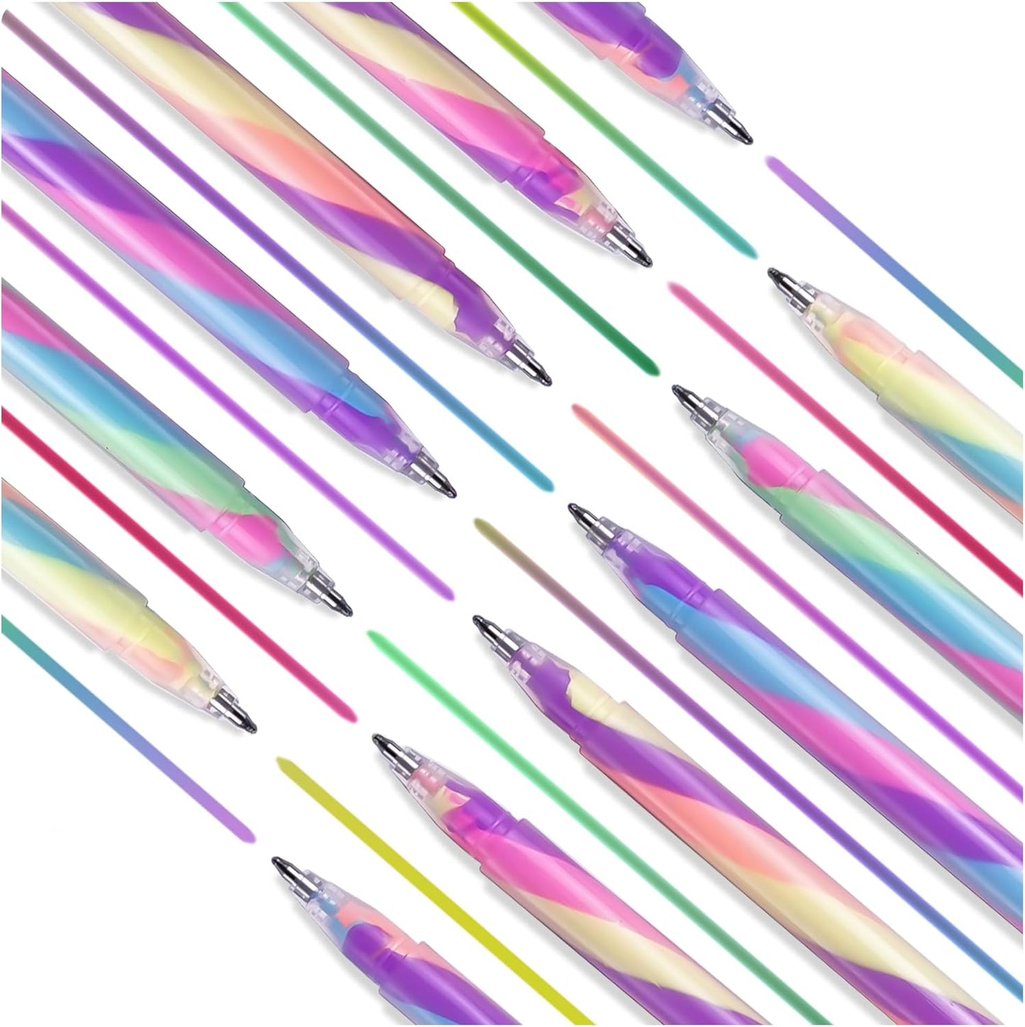 LIULIUCAI 12 Pack Mixing of 3 Colors Rainbow Gel Pens Color Changing Ballpoint Pen Pastel Pens Set for Adults Coloring Books Drawing Doodling Scrapbooking Notes Updated Version