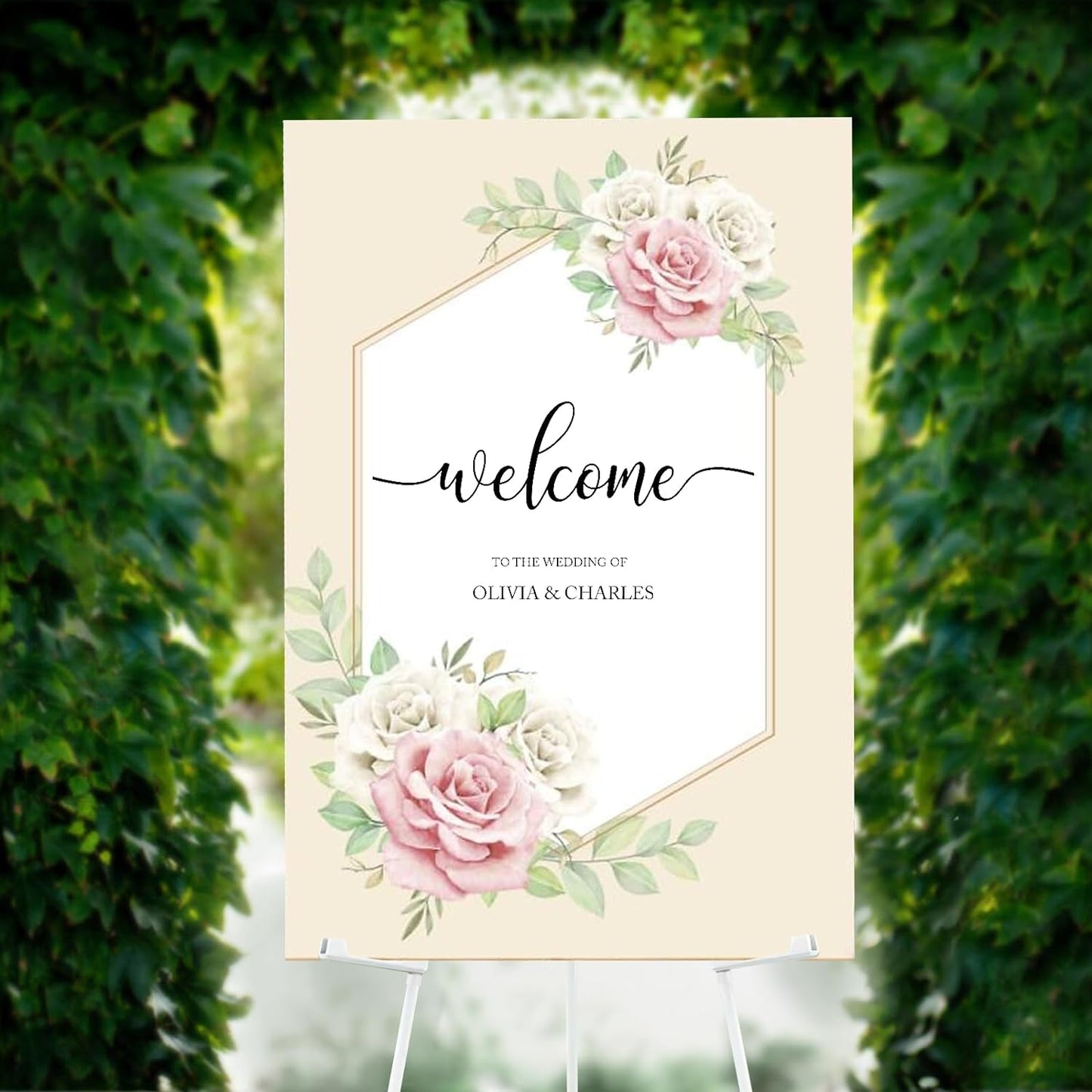 1PCS White Easel Stand for Wedding Sign Stand, 66 Inches Lightweight Adjustable Art Poster Board Stand for Display Wedding Welcome Sign, Metal Easel Stand for Painting with Portable Bag