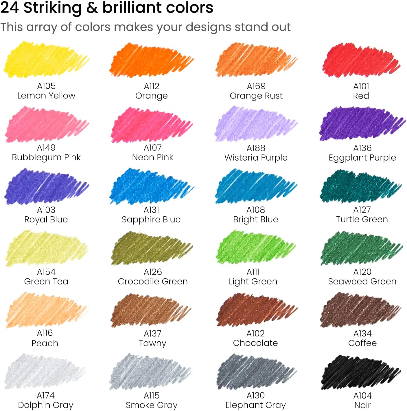 ARTEZA Inkonic Fineliners Pens, Set of 24, 0.4 mm Fine Tip Markers, Water-Based Art Pens for Drawing, Sketching, Journaling, Calligraphy