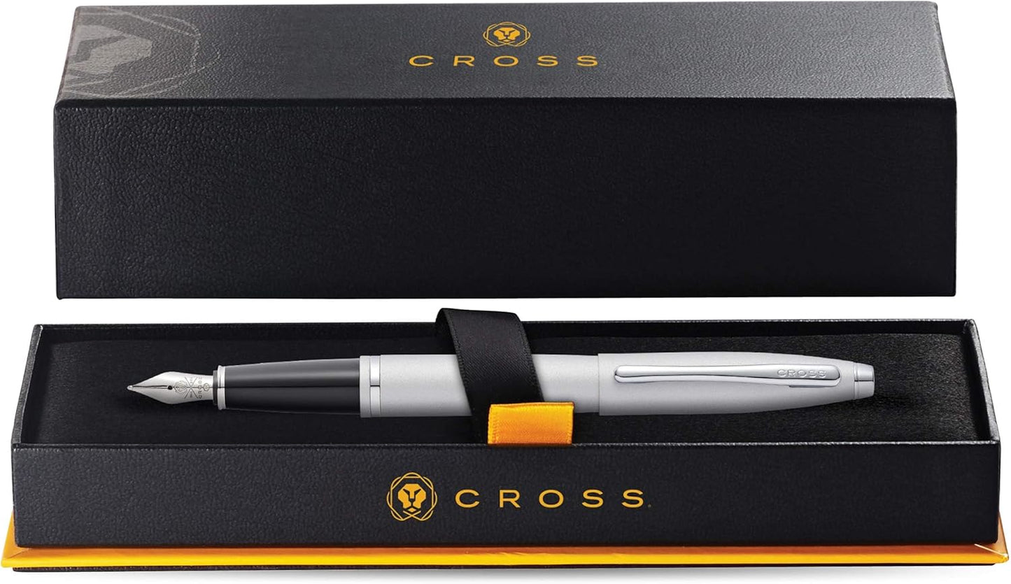 Cross Calais Refillable Fountain Presented in a Luxury Gift Box - Medium Point, Black Ink, Satin Chrome