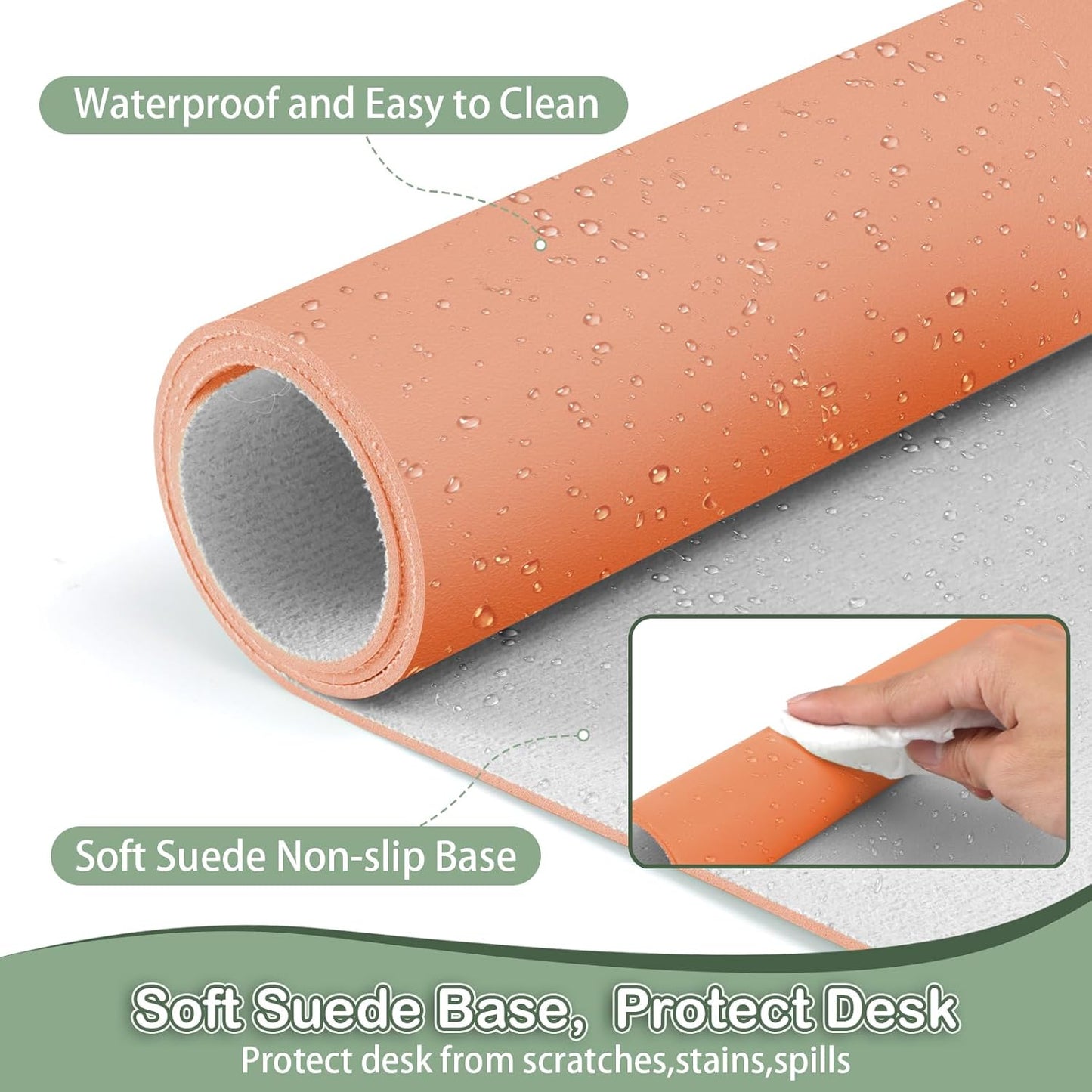 Boutilon Leather Desk Pad Protector,Non-Slip Mouse Pad,Laptop Desk Pad,Office Mouse Mat,Waterproof Leather Desk Blotter,Desk Writing Pad for Office and Home (XXXL-Orange Pink,47"x 24")