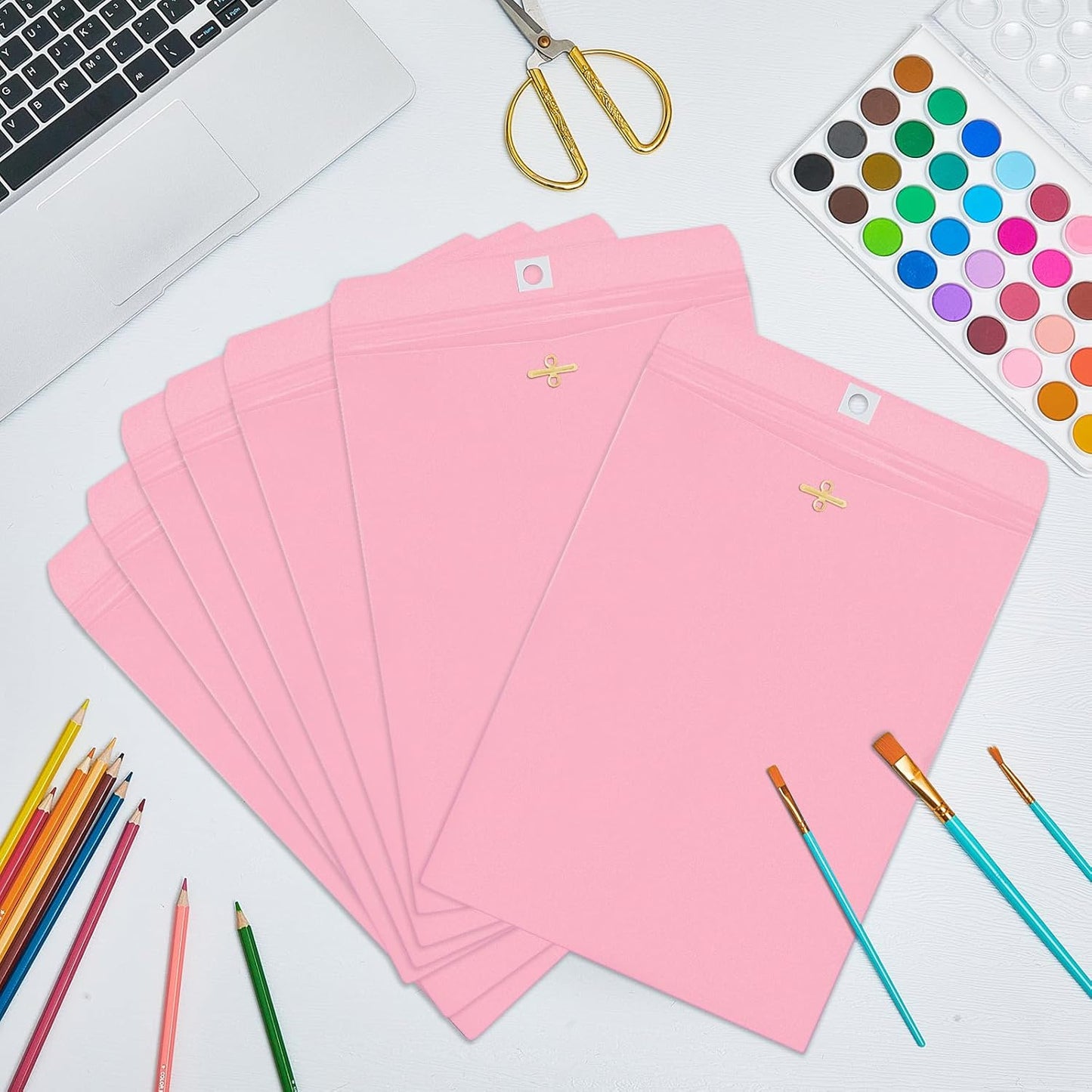 Geyee 100 Pcs Clasp Manilla Envelopes 9 x 12 Inch Gummed Colored Envelopes for Storing or Mailing for Home Office Business Supplies(Cherry Color)