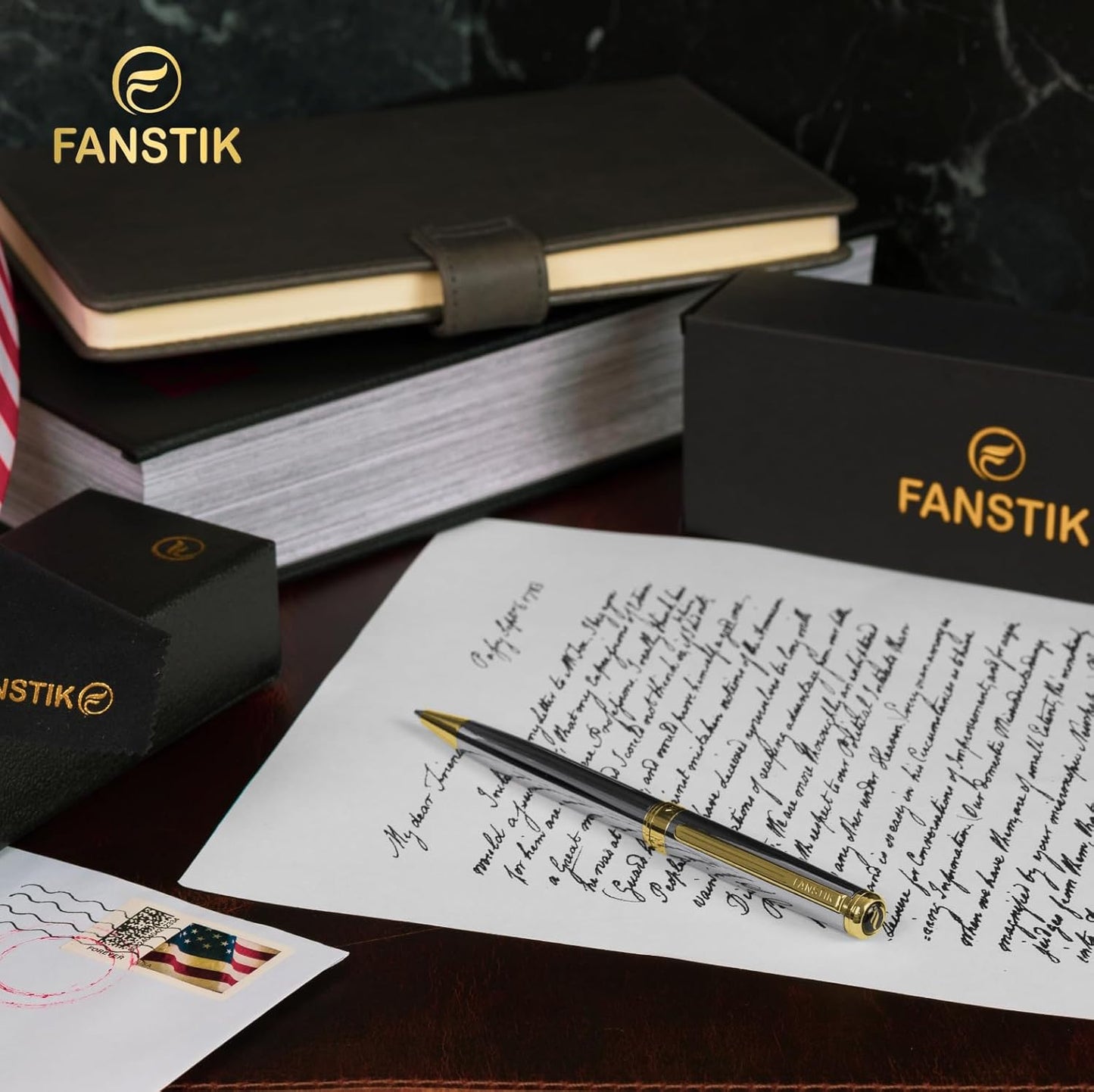 Customized Silver&Gold Luxury ballpoint pen (Made In USA) fancy gift set for women, Real 24K Gold Plating, Professional executive pen gift set for men (Lux Custom-BallPoint Silver-Gold)