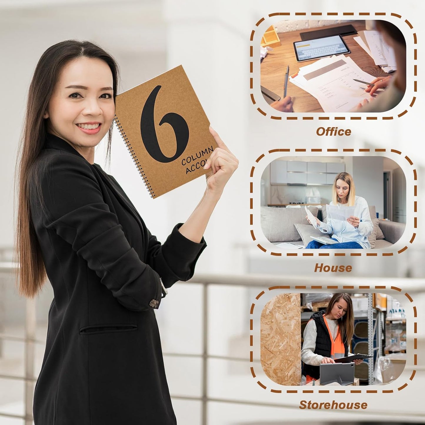 2 PCS 6 Column Ledger Book Columnar Pad Analysis Pad 6 Columns Accounting Logbook Columnar Pad Notebook Ledger Book Spiral 80g 100 Pages 8.5X11 Inch Accounting Notebook for Small Business Personal Use