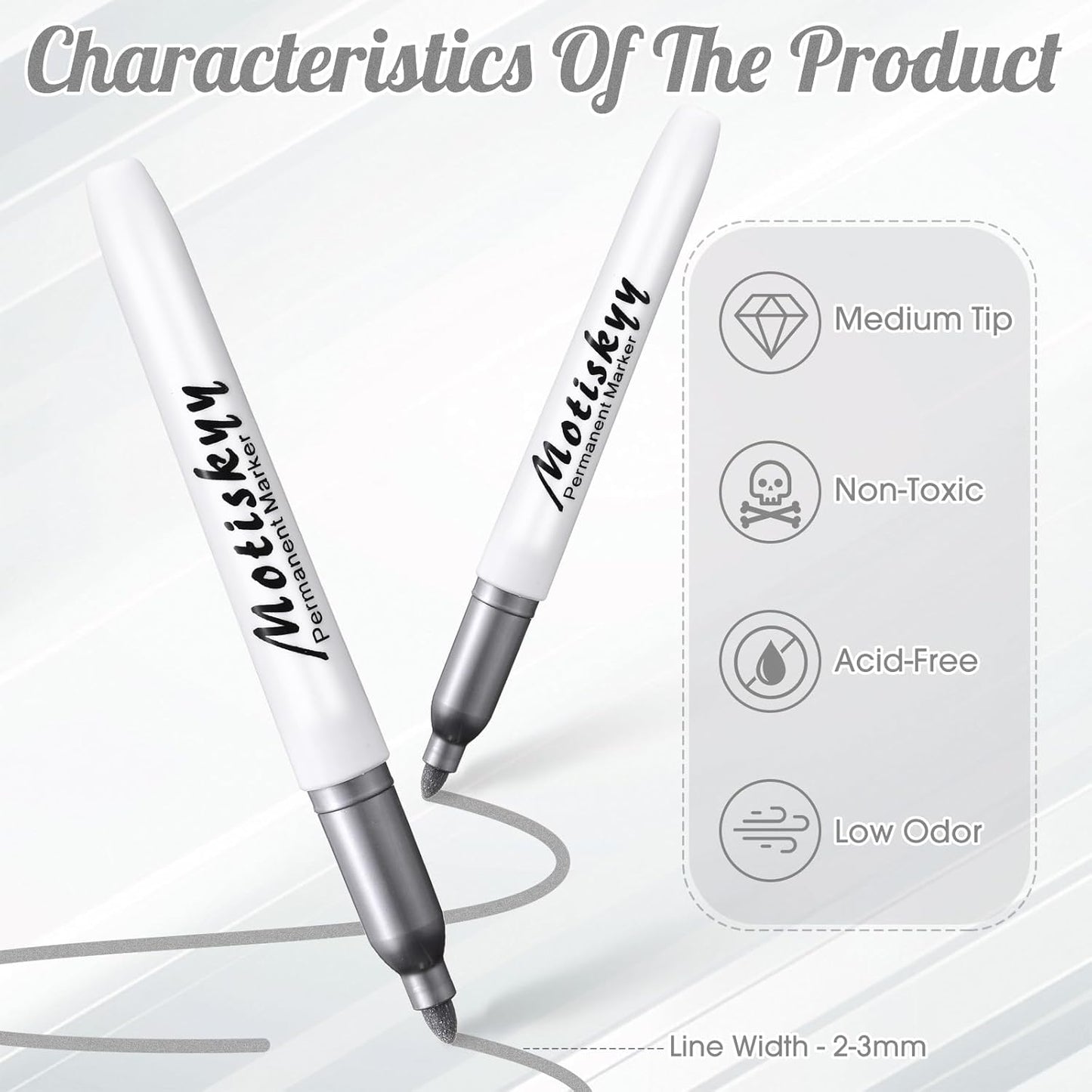 180 Pcs Metallic Permanent Markers Bulk Fine Point Metallic Markers Pens for Fabric, Black Paper, Cards, Scrapbook, Wood, Plastic, Canvas, Mugs, DIY Art Crafts, Etc (Silver)