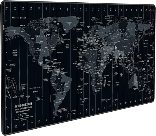 JIALONG Big World Map Large Mouse Pad Gaming Desk Mat XXL Mousepad with Non-Slip Keyboard Pad for Laptop, Computer and PC - 35.4 x 15.7 inches
