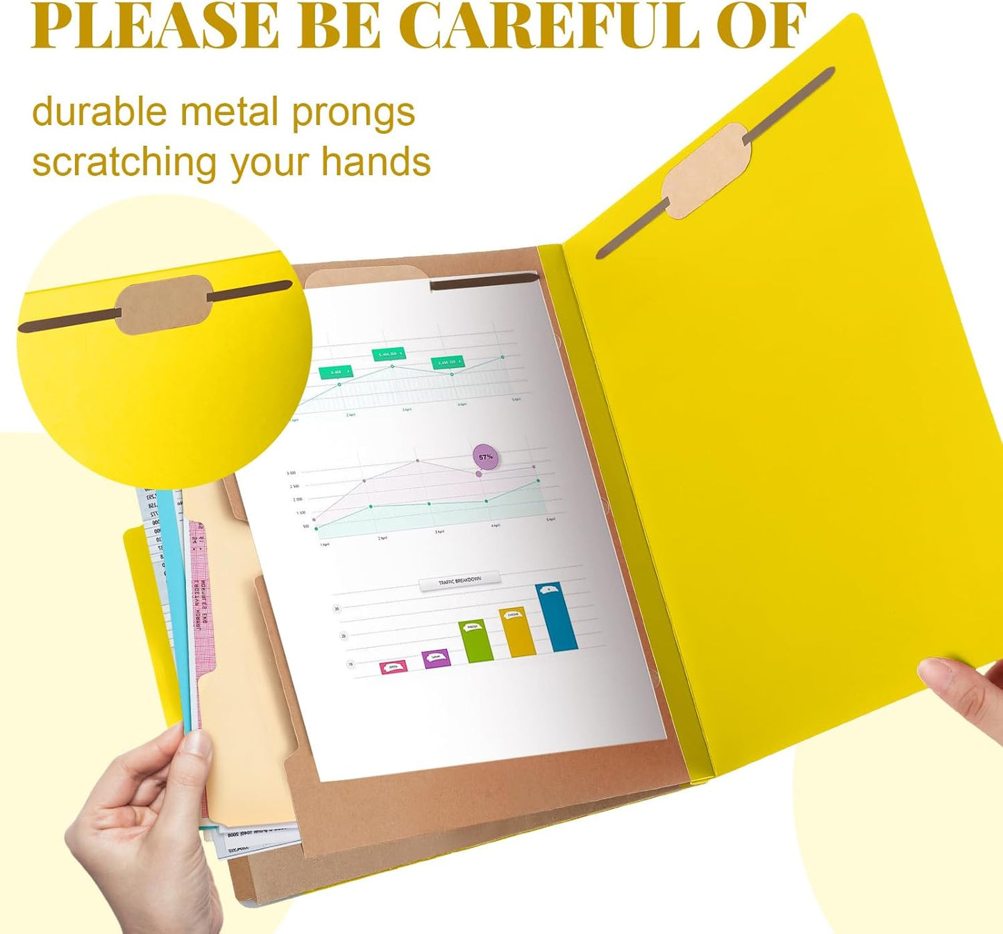 12 Pcs Classification Folders Letter Size, 2 Pocket Dividers Pressboard File Folder with Fasteners, Expanding File Organizer Bulk for Teachers, Clergy, Office, Church, Christmas (Yellow)