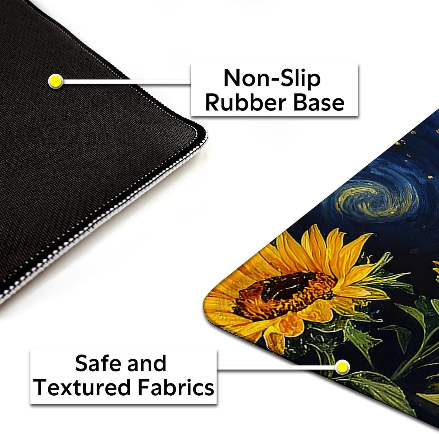 Sunflower Cat Gaming Mouse Pad, Starry Sky Cute Orange Cat Mousepad - Large Non-Slip Desk Mat for Office, PC, Laptop - 35.5"x15.7" x 3mm