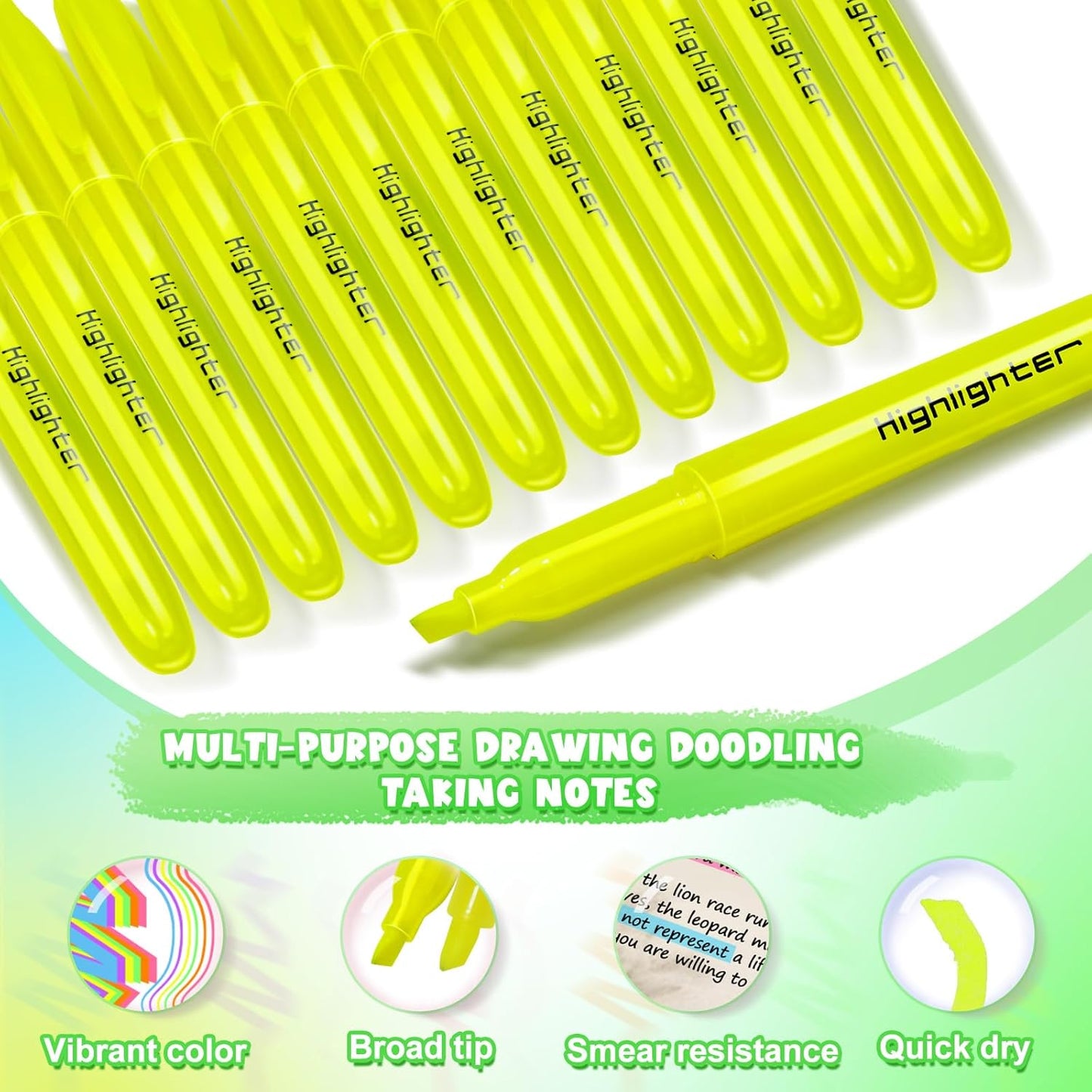 60 Pieces Highlighter Bulk Assorted Colors Highlighter Markers Chisel Tip Highlighter Pens for School Classroom Office (60)