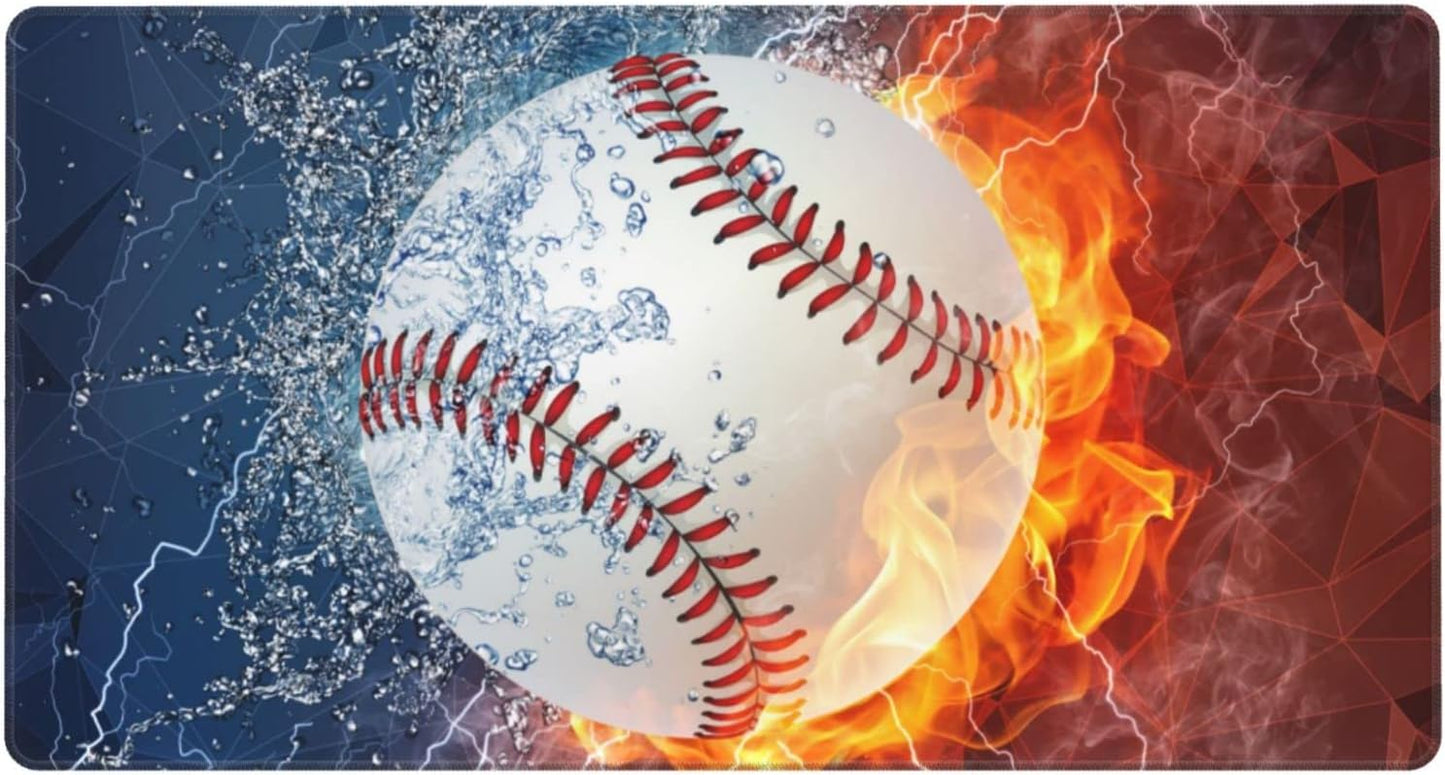 Sports-Themed Extended Large Gaming Mouse Pad with Baseball Pattern for Teens Boys Men, 29.5 x 15.8 inch Extra Large Mousepad Non-Slip Rubber Base Keyboard Desk Mat for Computer Laptop