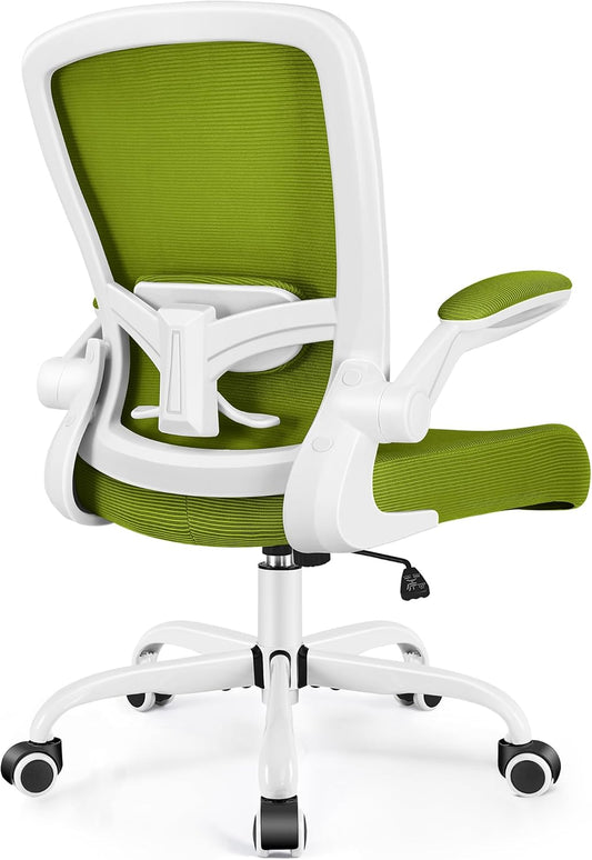 FelixKing Office Chair, Ergonomic Desk Chair Breathable Mesh Chairs with Adjustable High Back Lumbar Support Flip-up Armrests, Executive Swivel Comfy Task Computer Chairs for Home Office Avocado Green