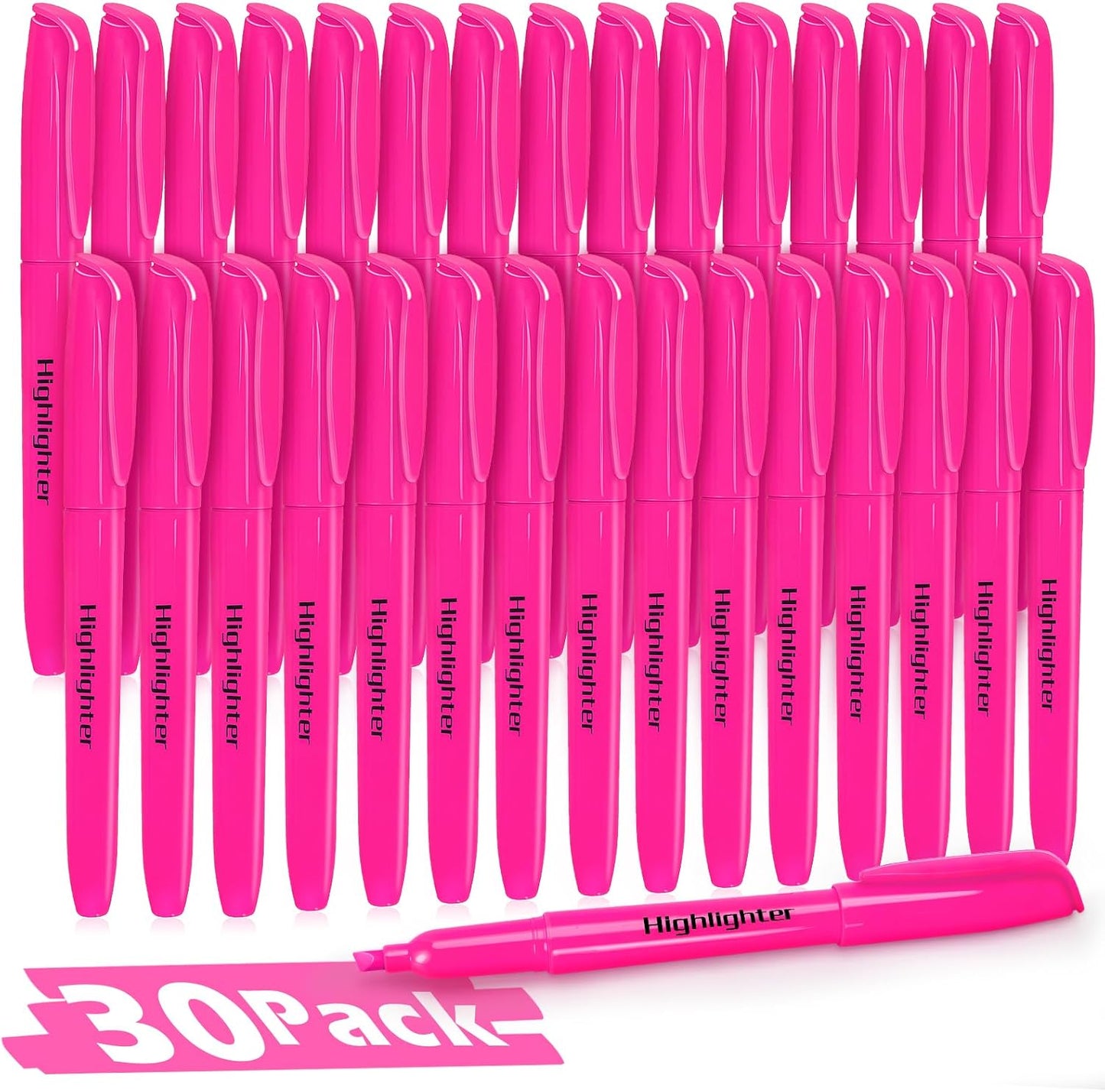 Duchong Highlighters, 30 Packs Pink Highlighter Bright Colors Bulk, Chisel Tip Dry-Quickly No Bleed Highlighter Markers for Adults Kids, Office Classroom Must Have, School Supplies for Teachers