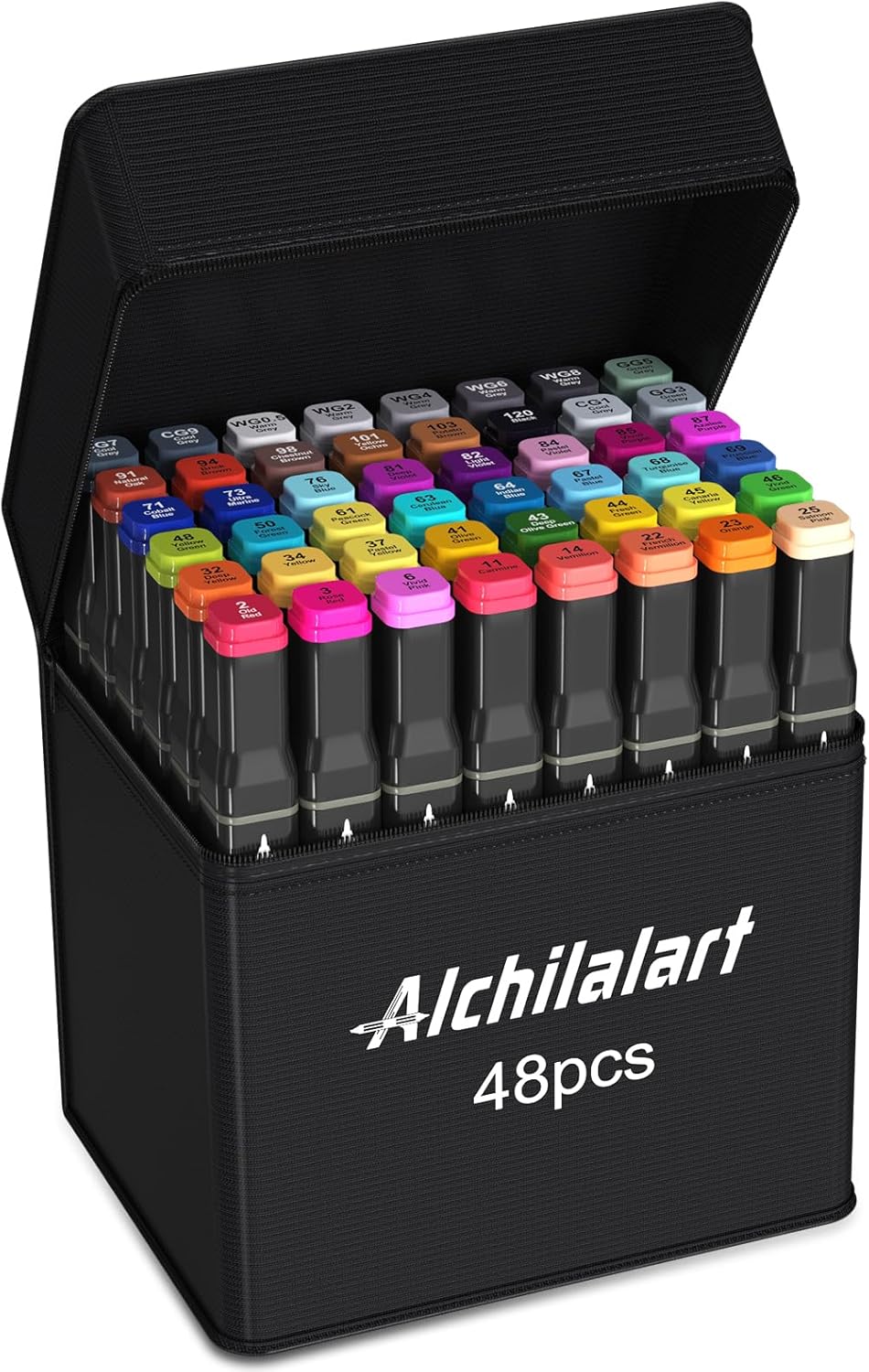 alchilalart 48 Colors Alcohol Based markers, Alcohol Markers Set, Dual Tip Alcohol Sketching Drawing Markers Animation for Adults Kids