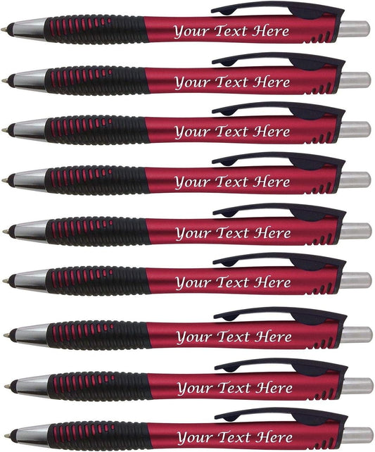 Customized Pens with Your Custom Logo or Text-250 Pack Bulk-for Businesses, Parties, and Events, 2 in 1 Capacitive Stylus & Ballpoint Pen Compatible with Most Touchscreen Devices, Red