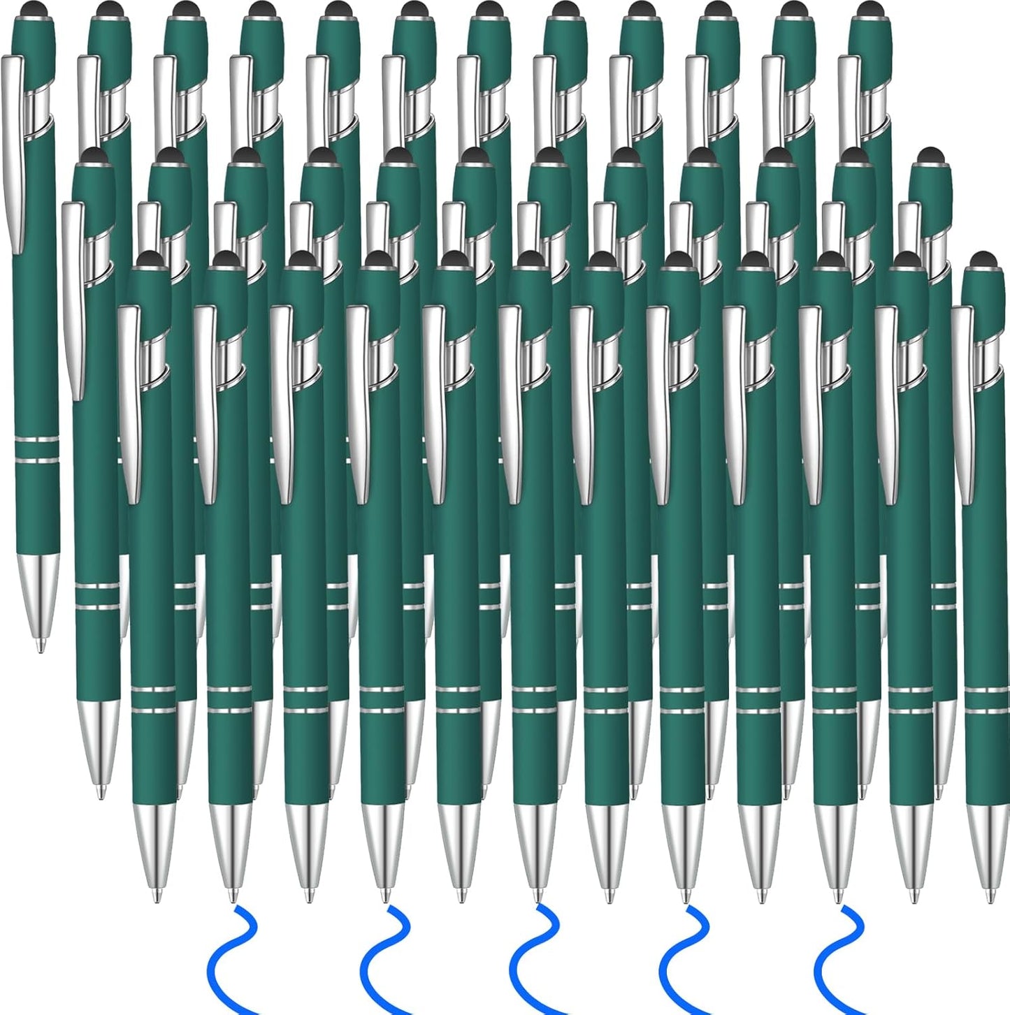 36 Pcs Blue Ink Ballpoint Pen with Stylus 2 in 1 Ballpoint Pen for Touch Screens School Office Coworkers (Green)