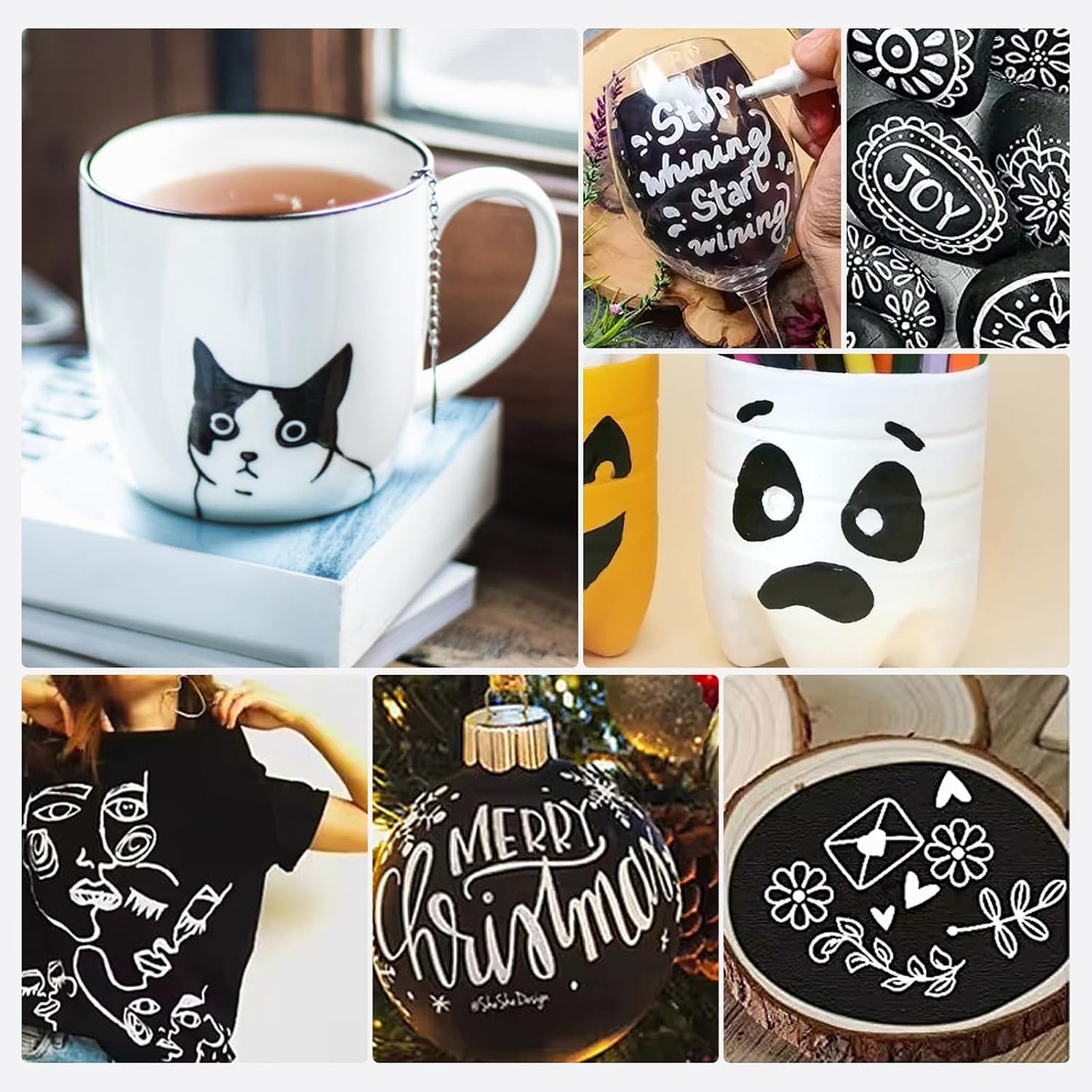 2 Pack Black Paint Markers, Oil Based Quick Drying and Waterproof Paint Markers for Wood, Rock Painting,Metal,Canvas,DIY Crafts,Art Supplier,Medium Point Tip (Black)