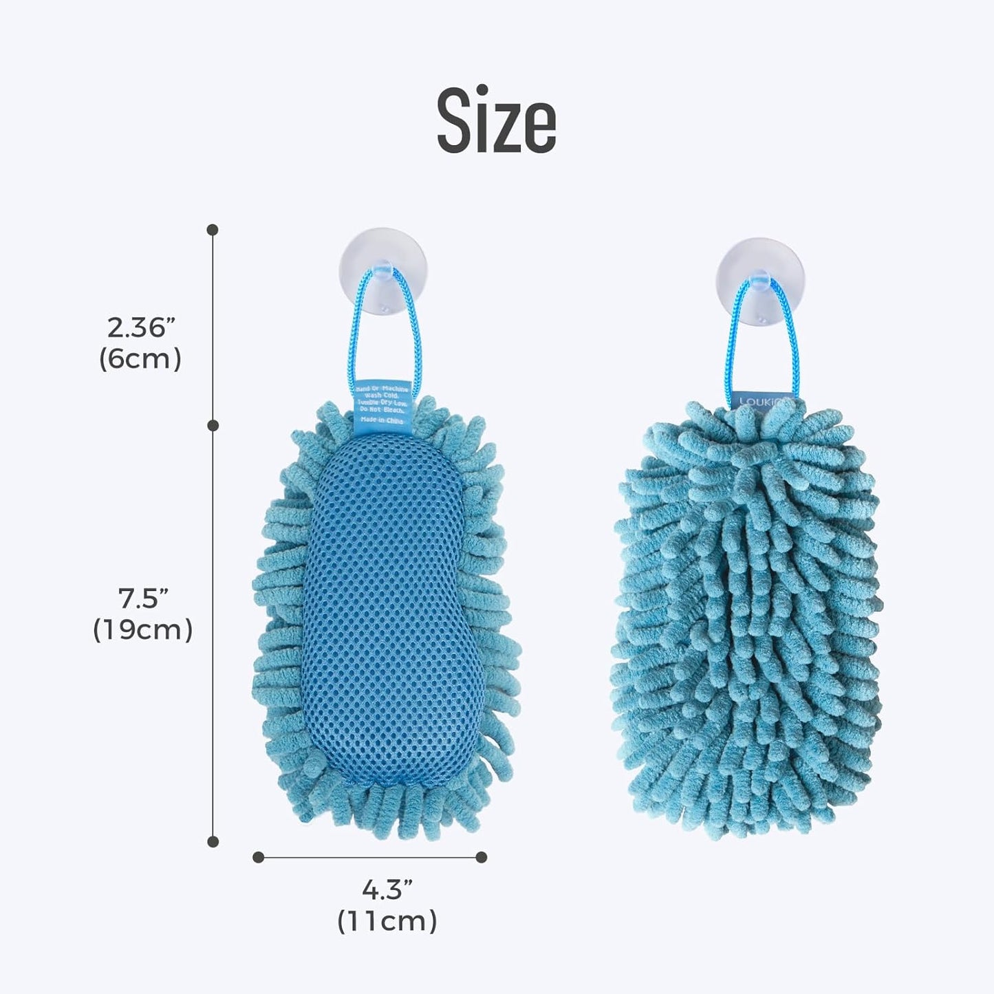 loukin Shag Dry Erase Eraser (3.4 Fl Oz Whiteboard Cleaner Included), Whiteboard Eraser with Suction Cup, Microfiber, Washable, for Classroom, Home and Office Use, Blue