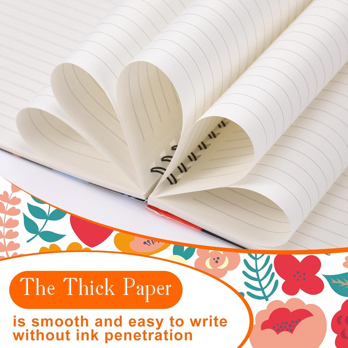 Fuutreo 12 Pcs Spiral Notebook for Work A5 8.3 x 5.7 Inch College Ruled Spiral Journal Notebook Kraft Cover Ruled Paper, 12 Color, 60 Sheets, 120 Pages for Office School(Floral Color)