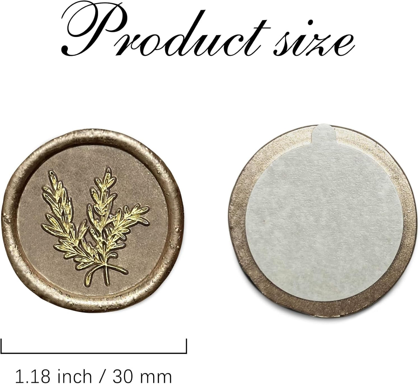 100Pcs Gold & Champagne Gold Seal Stickers - Handmade Self-Adhesive Envelope Seals for Wedding Party Invitations, Gift Wrap, Christmas (Gold Rosemary Style, Champagne Gold Wax)