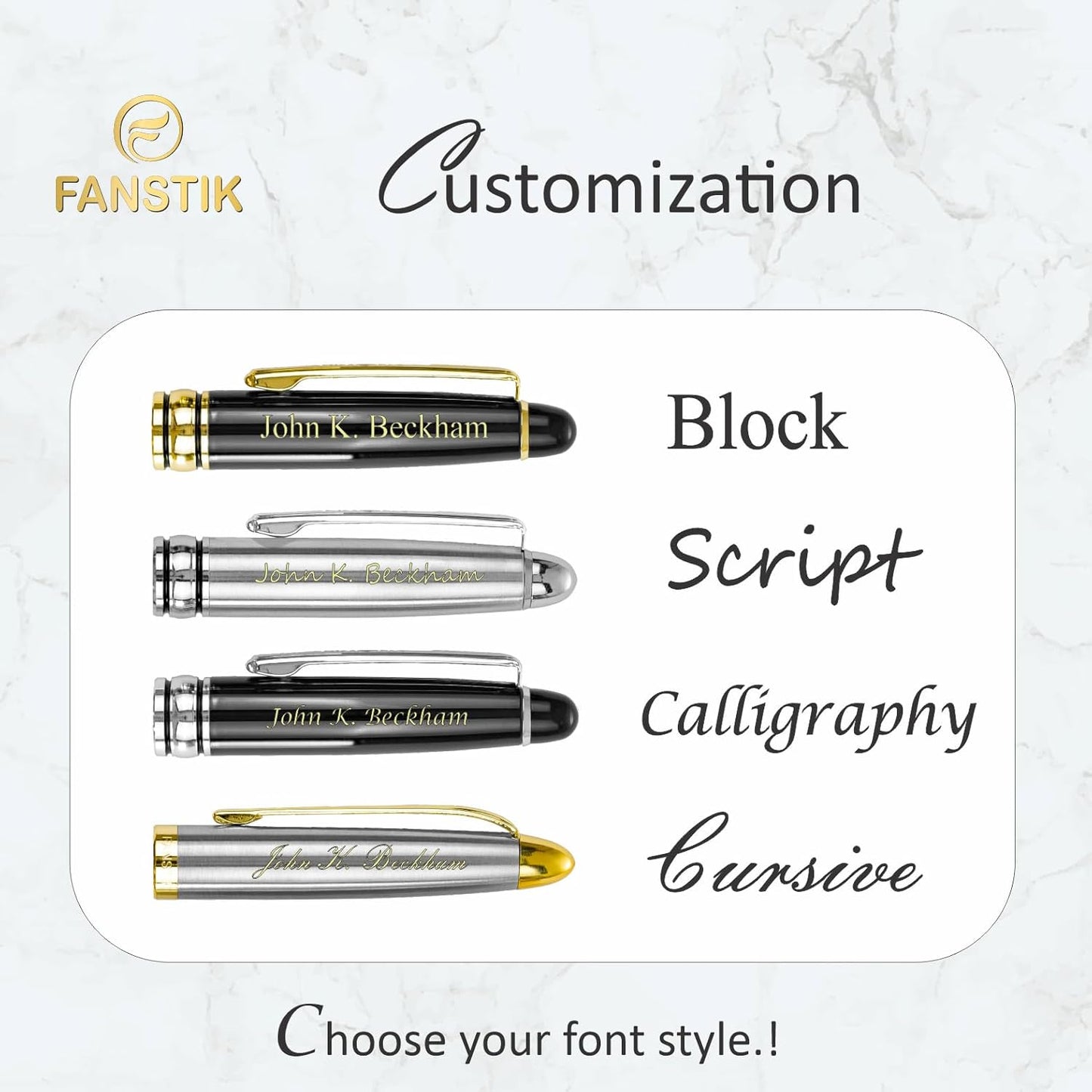 Customized BallPoint pen with name (MADE IN USA), stainless steel, Silver and gold, luxury engraved pen personalized for men and for women. (BallPoint Silver-Gold)