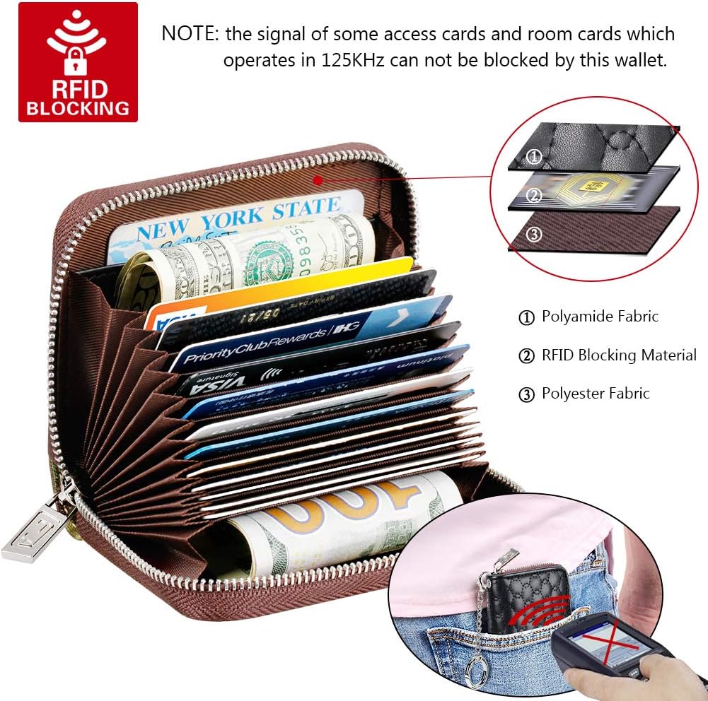 FurArt Zipper Wallet Women, RFID Blocking Credit Card Wallet, Business Card Holder, Compact Size KeyChain Wallet