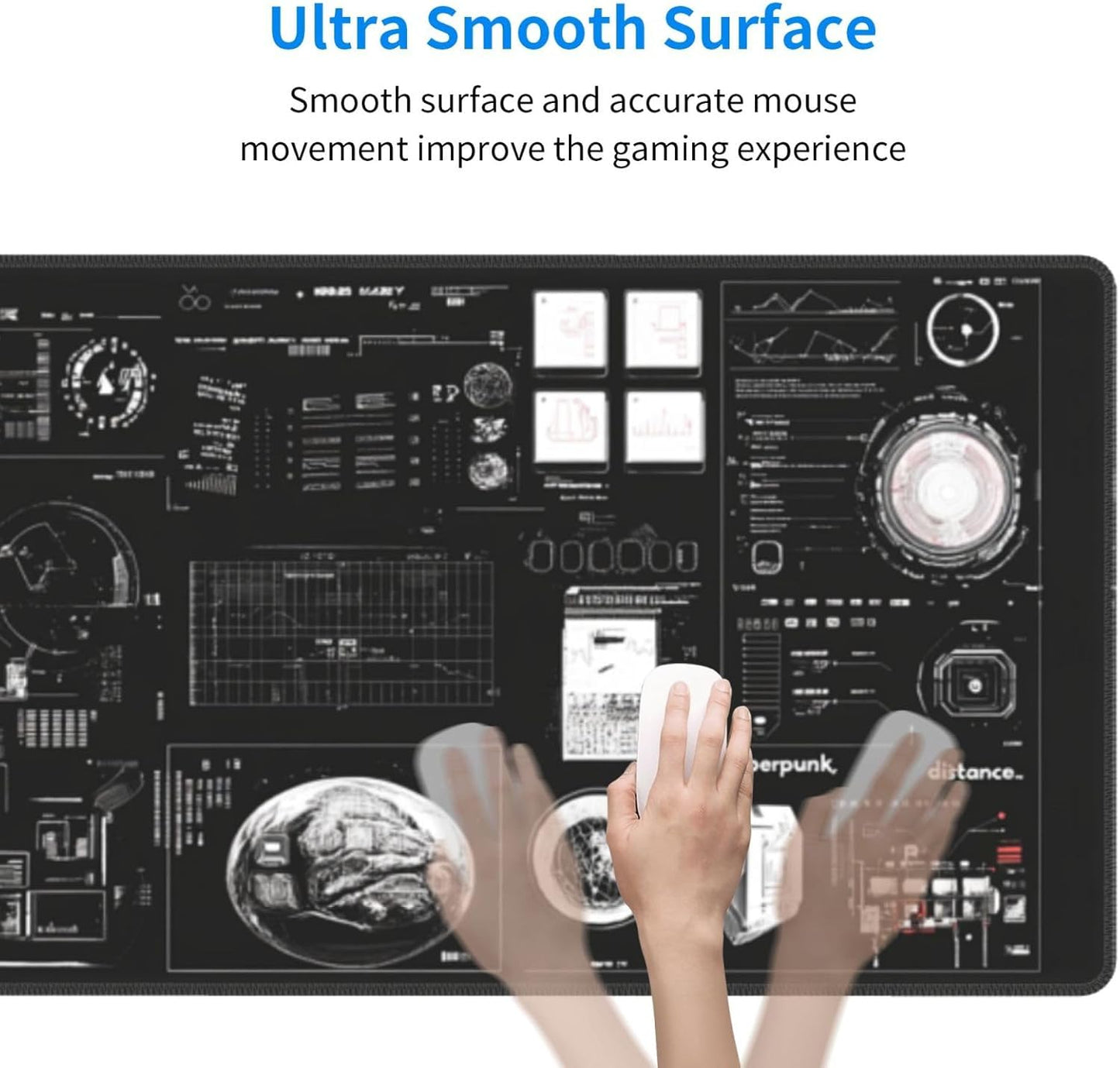 Machine Composition Mouse Pad 31.5 X 11.8 Inch Big Desk Rubber Base Stitched Edges Keyboard Pad XXL Mouse Mat for Home Game and Office