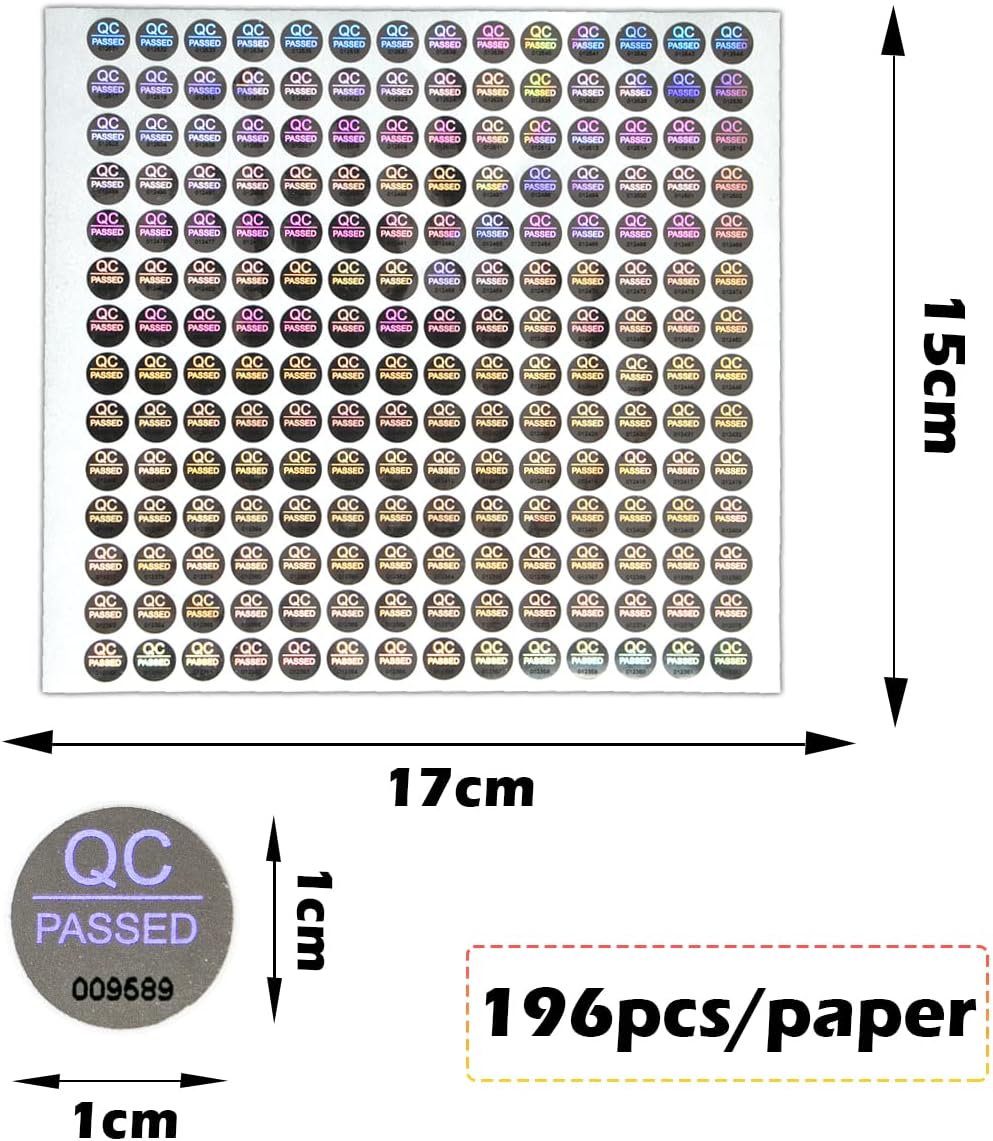 1500pcs Silver High Security Seals Tamper Evident Sticker Warranty Void QC Passed Labels Hologram Stickers with Unique Serial Numbering 0.4Inch,GQYH