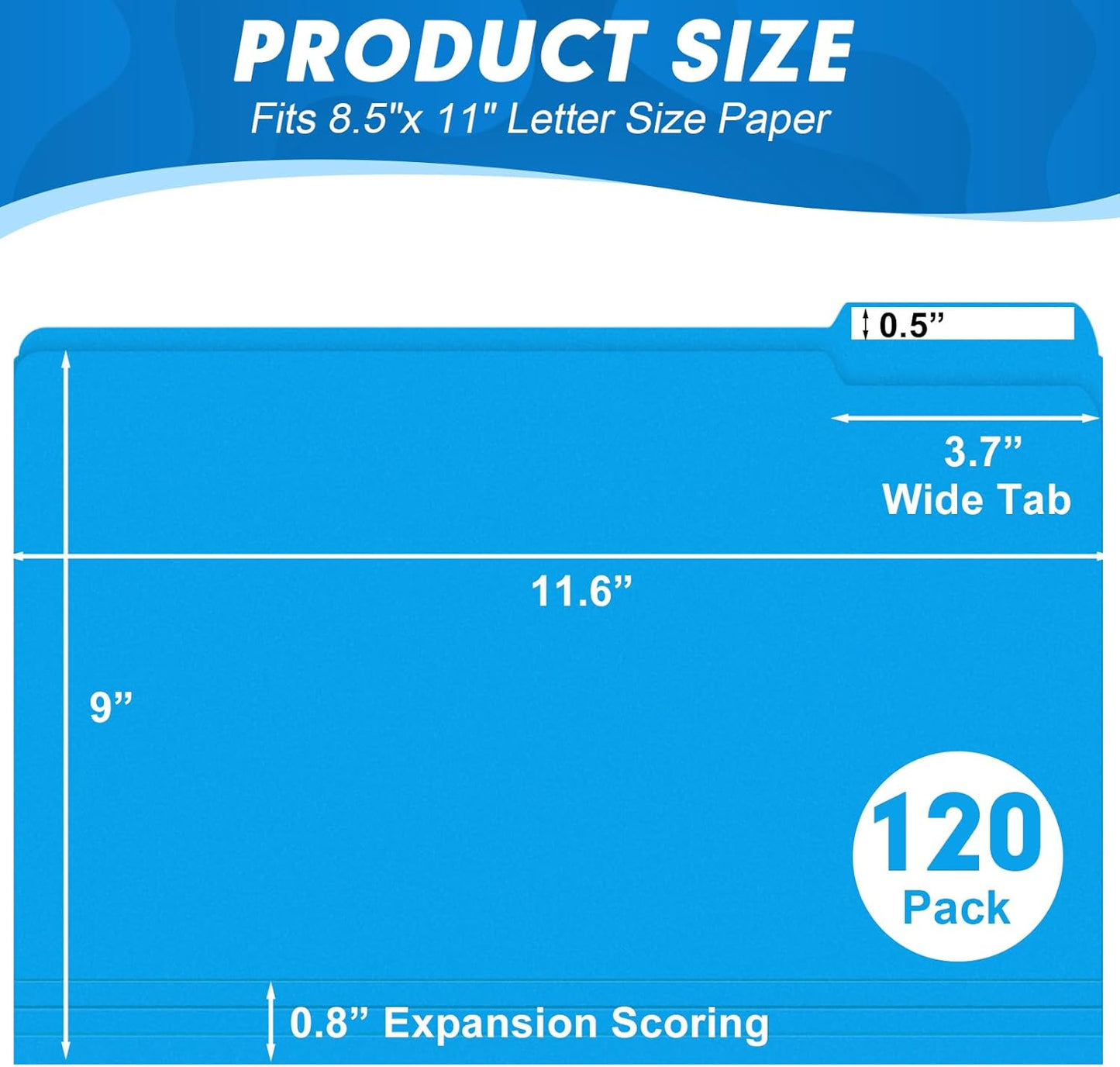 File Folder, HERKKA 120 Pack 1/3 Cut Tab File Folders, Colored File Folders Designed for Office and Classroom Use, Letter Size, Assorted 6 Colors