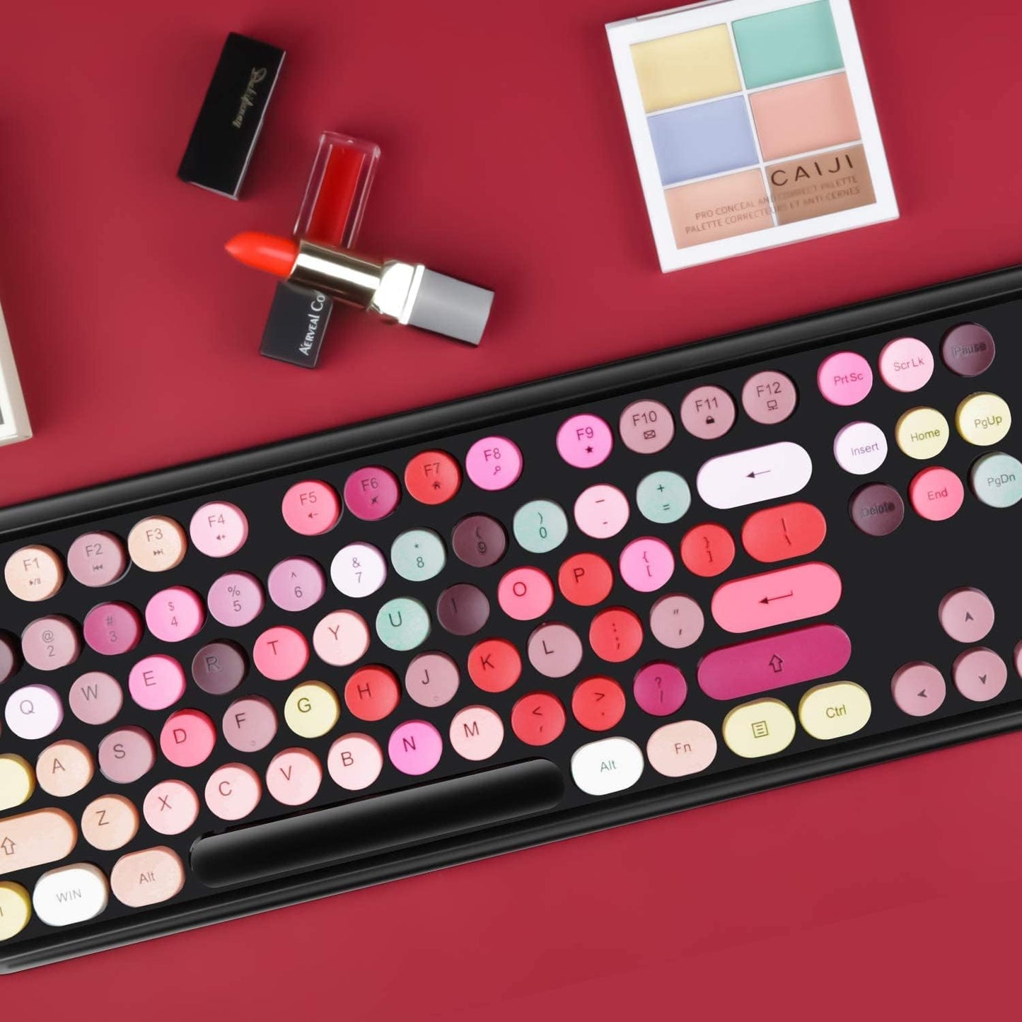 FOPETT Keyboard and Mouse Sets, Wireless, Reliable 2.4 GHz Connectivity for PC,Laptop,Smart TV and More (Black Colorful)