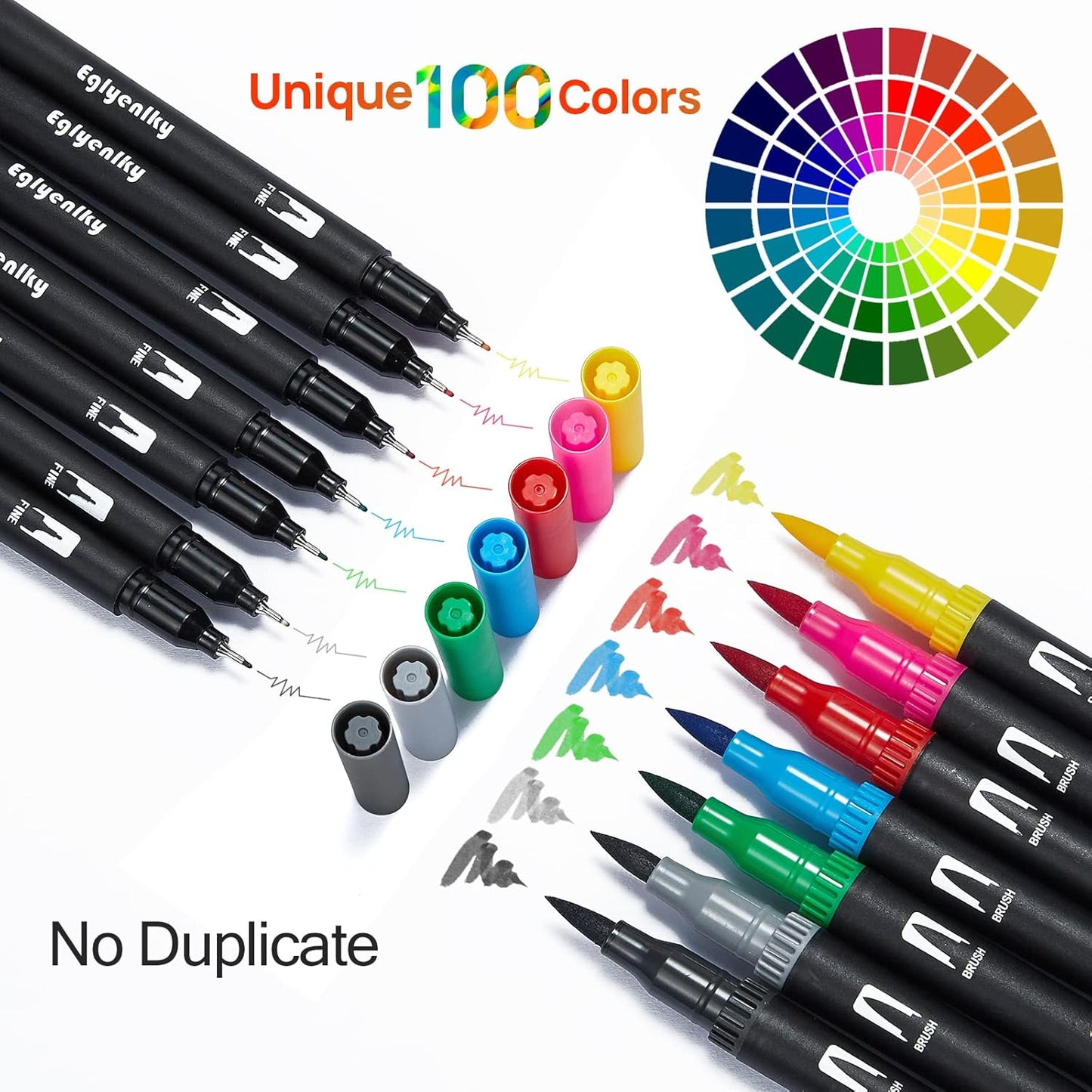 Colored Markers for Adult Coloring Books, Dual Tip Brush Pens with 100 Watercolor Fine Tip Markers and Brush pens for Kids Drawing Calligraphy