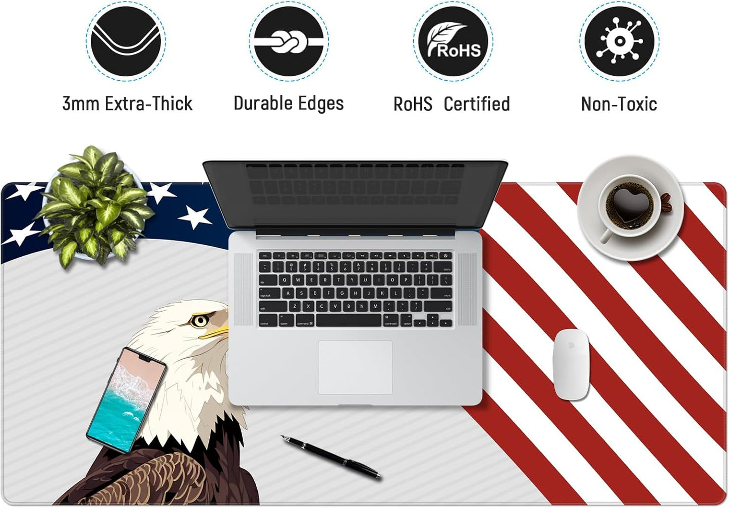 JIALONG Large Gaming Mouse Pad, XXL Desk Mat, Durable Extended Mousepad with Stitched Edges, Non-Slip Base Keyboard Mat for Gamer, Office and Home - 35.4x15.7 Inches