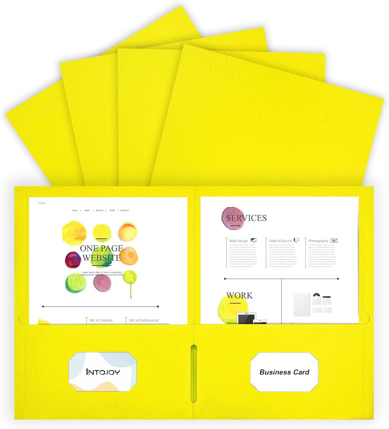 Folders with Pockets,IntoJoy 50 Pack 2 Pocket Folders Fit Letter Size Paper File Folders for School Office Business Home Filing Resume Portfolio (Yellow)