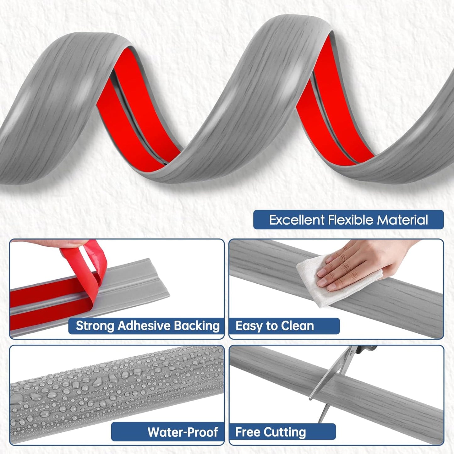 Floor Cord Cover for Wires on Floor Self Adhesive Cord Hider Floor Cable Management Wire Covers for Cords Protector Prevent Cable Trips Cord Cavity W 0.51" x H 0.31", Gray Wood, 20Ft