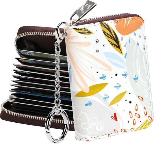 FurArt Zipper Wallet Women, RFID Blocking Credit Card Wallet, Business Card Holder, Compact Size KeyChain Wallet
