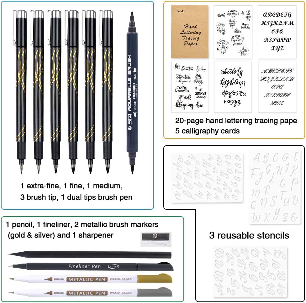 Calligraphy Pens Set, 22 Pack Hand Lettering Pens Kit, Calligraphy Markers with for Beginners Writing, Journaling, Signature, Art Drawing, Illustrations, Card Making, Design