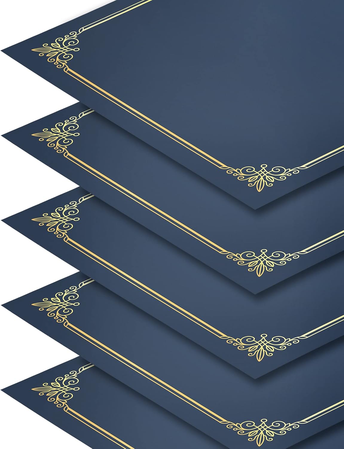 GNL Certificate Holders - 200 Packs Blue Diploma Holders, Certificate Covers with Gold Foil Border, for Letter Size 8.5 x 11 Certificate Paper, Award, Graduation, Documents